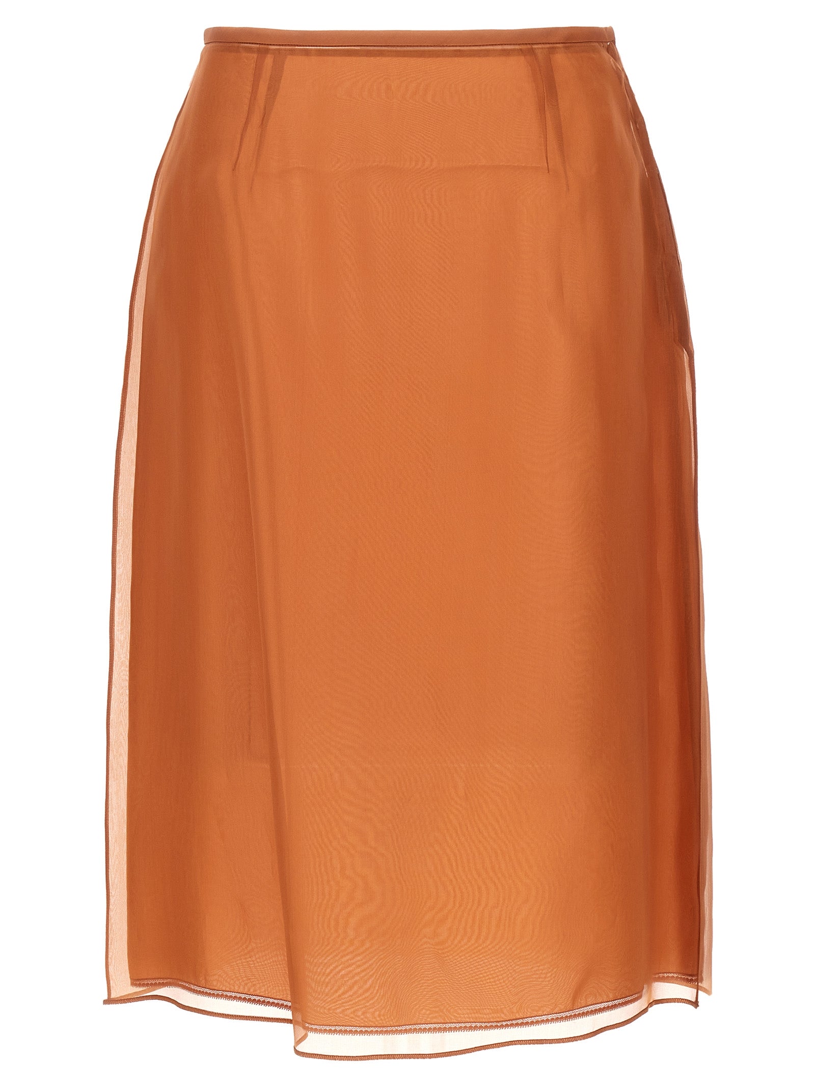 Prada Brown Silk Midi Skirt Prada