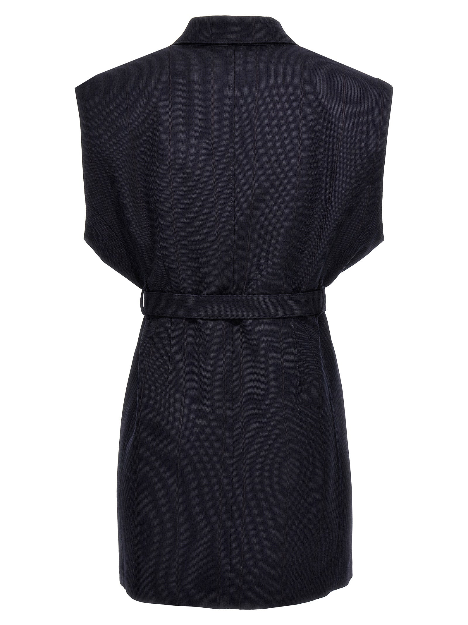 Prada Blue Virgin Wool Sleeveless Jacket Prada