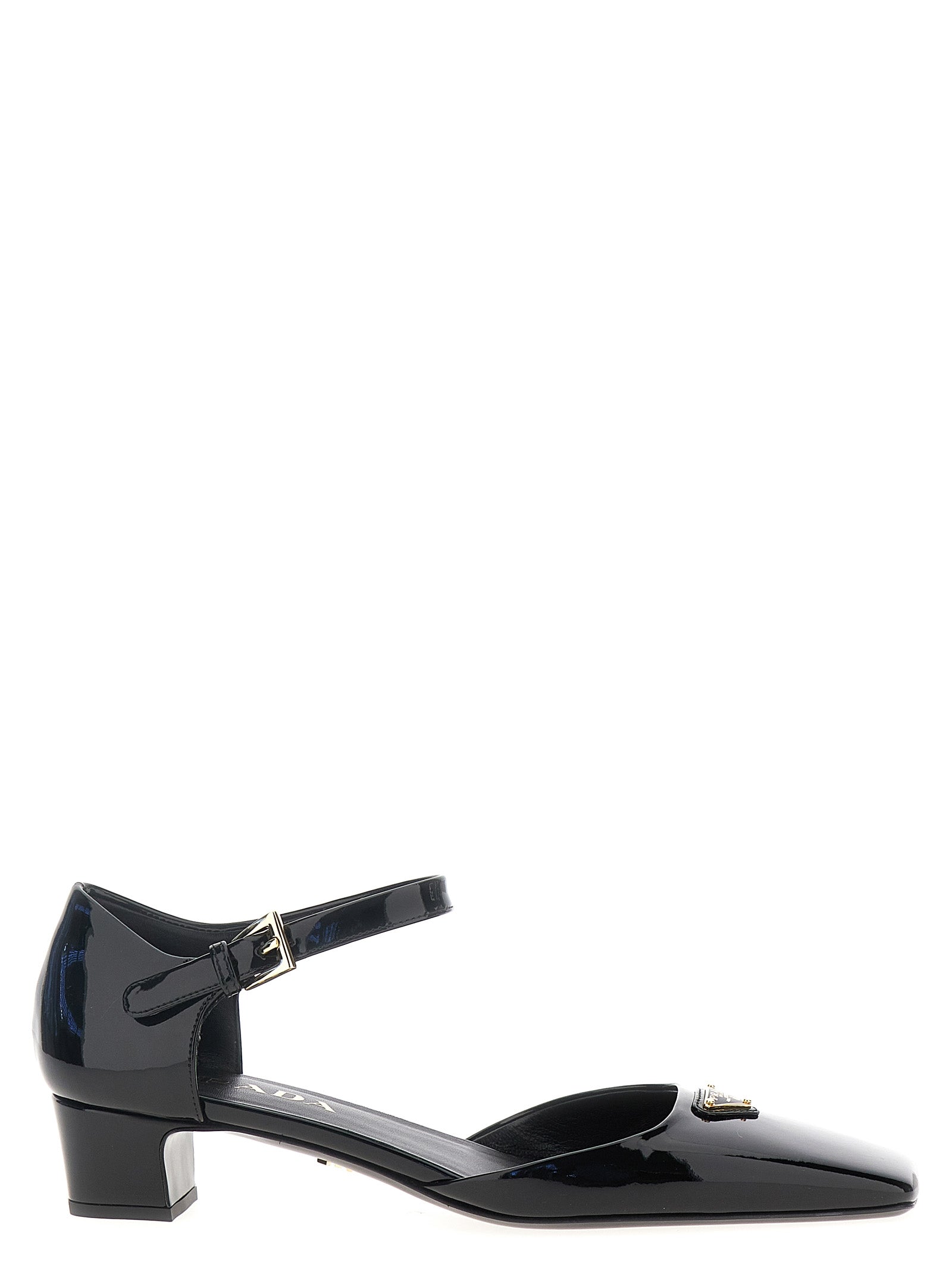 Prada Black Cowhide Mid Heel Pumps Prada