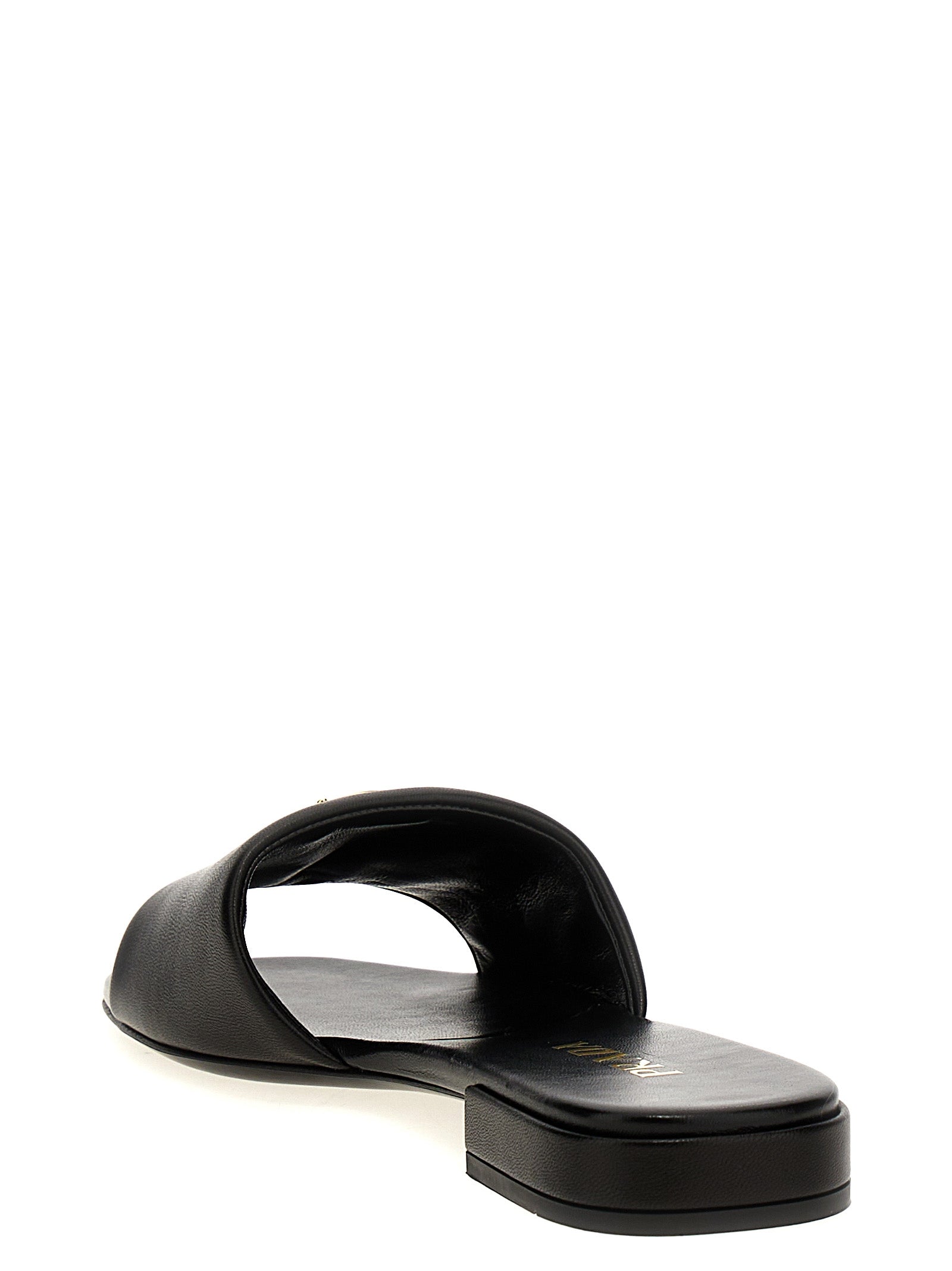 Prada Black Lamb Leather Slides Prada