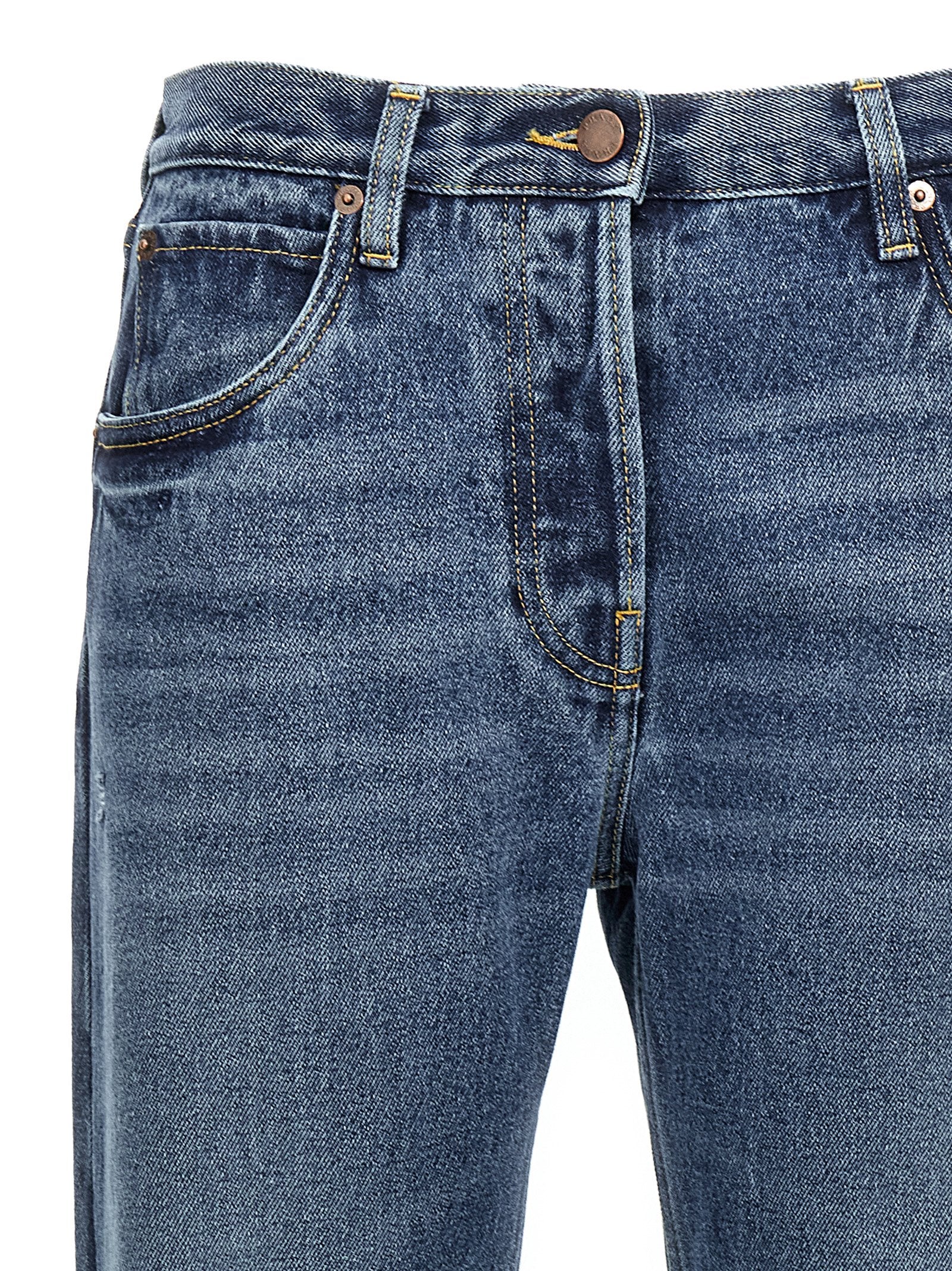 Prada Blue Cotton Straight-Leg Jeans Prada