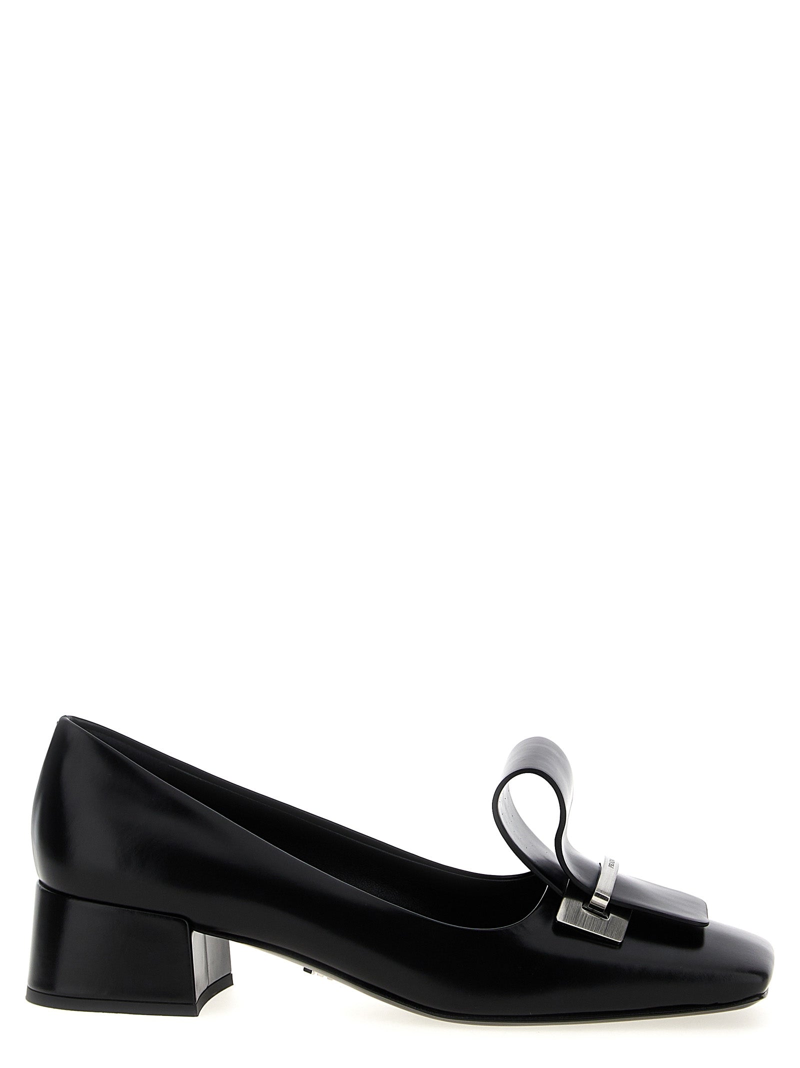 Prada Black Calfskin Mid Heel Pumps Prada