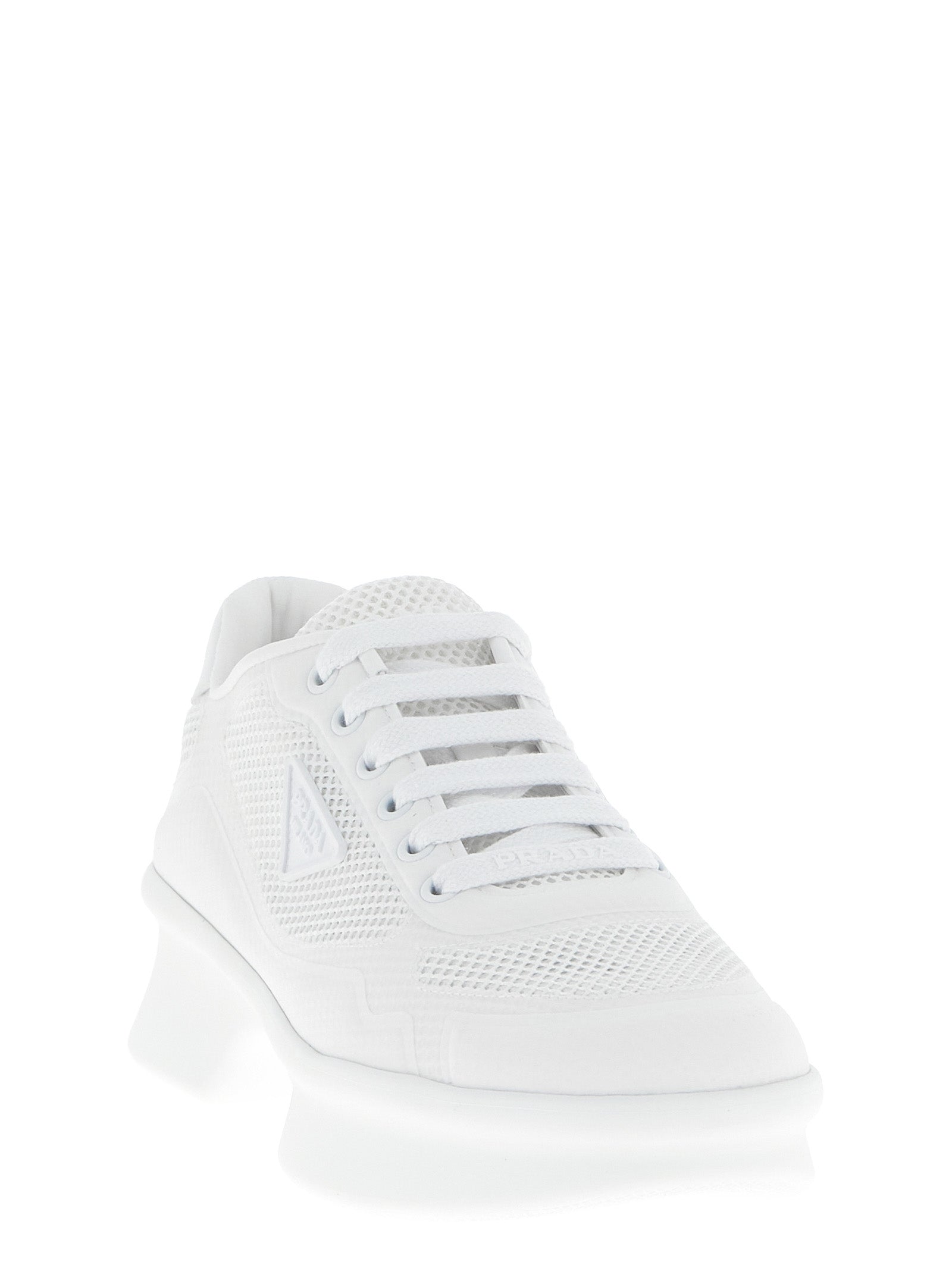 Prada White Polyester Athletic Sneakers Prada