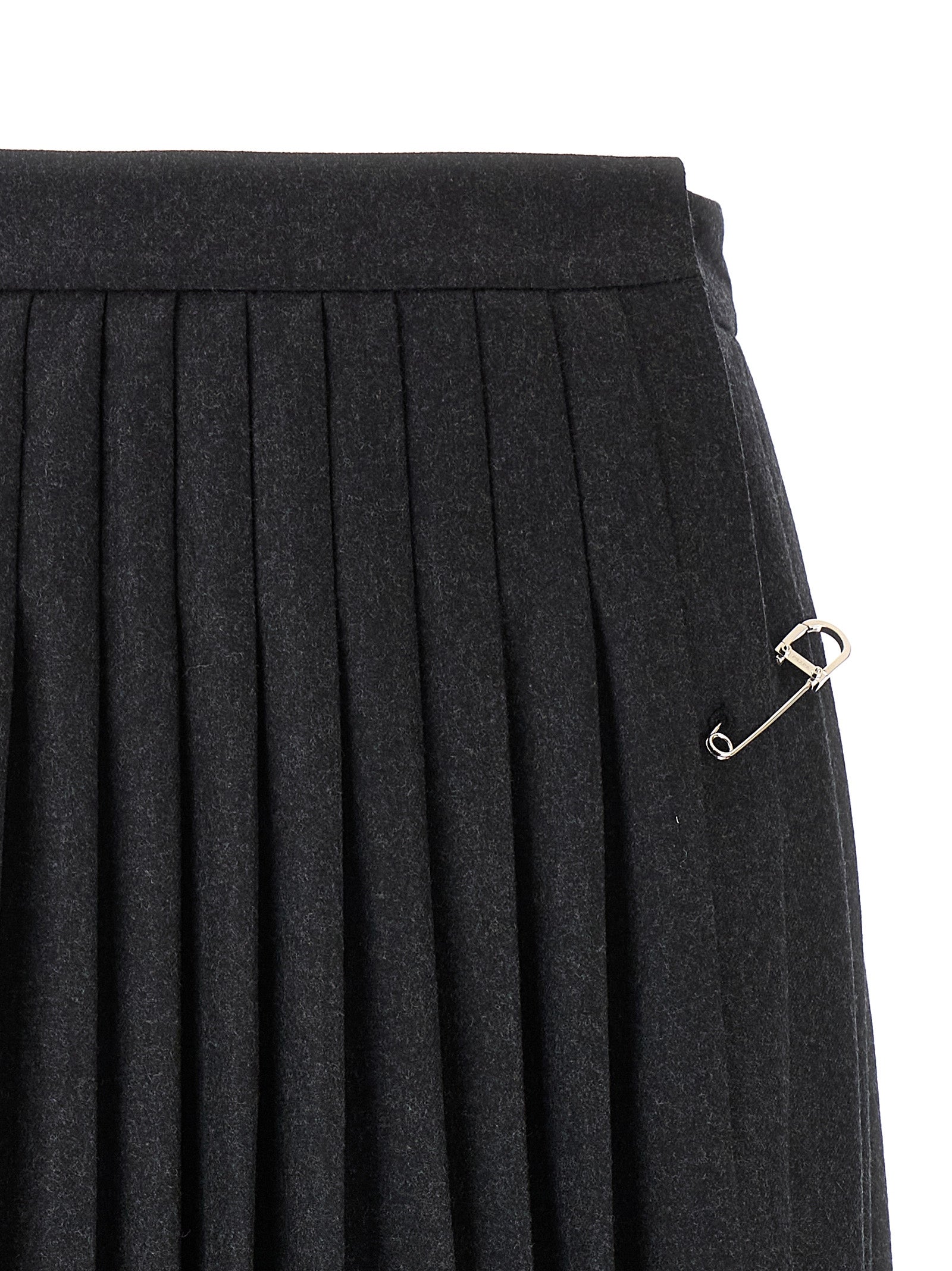 Prada Gray Virgin Wool Midi Skirt Prada