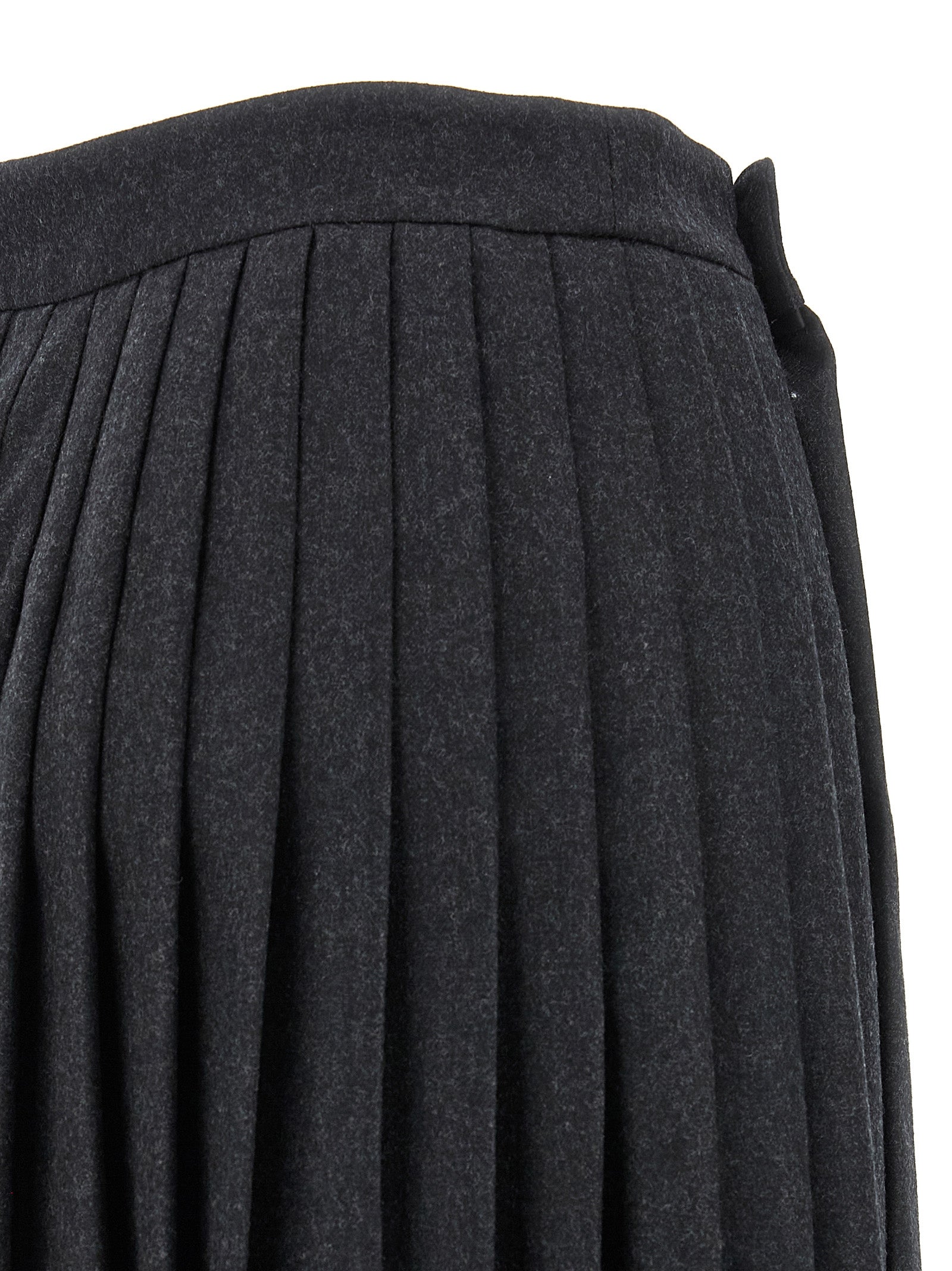 Prada Gray Virgin Wool Midi Skirt Prada