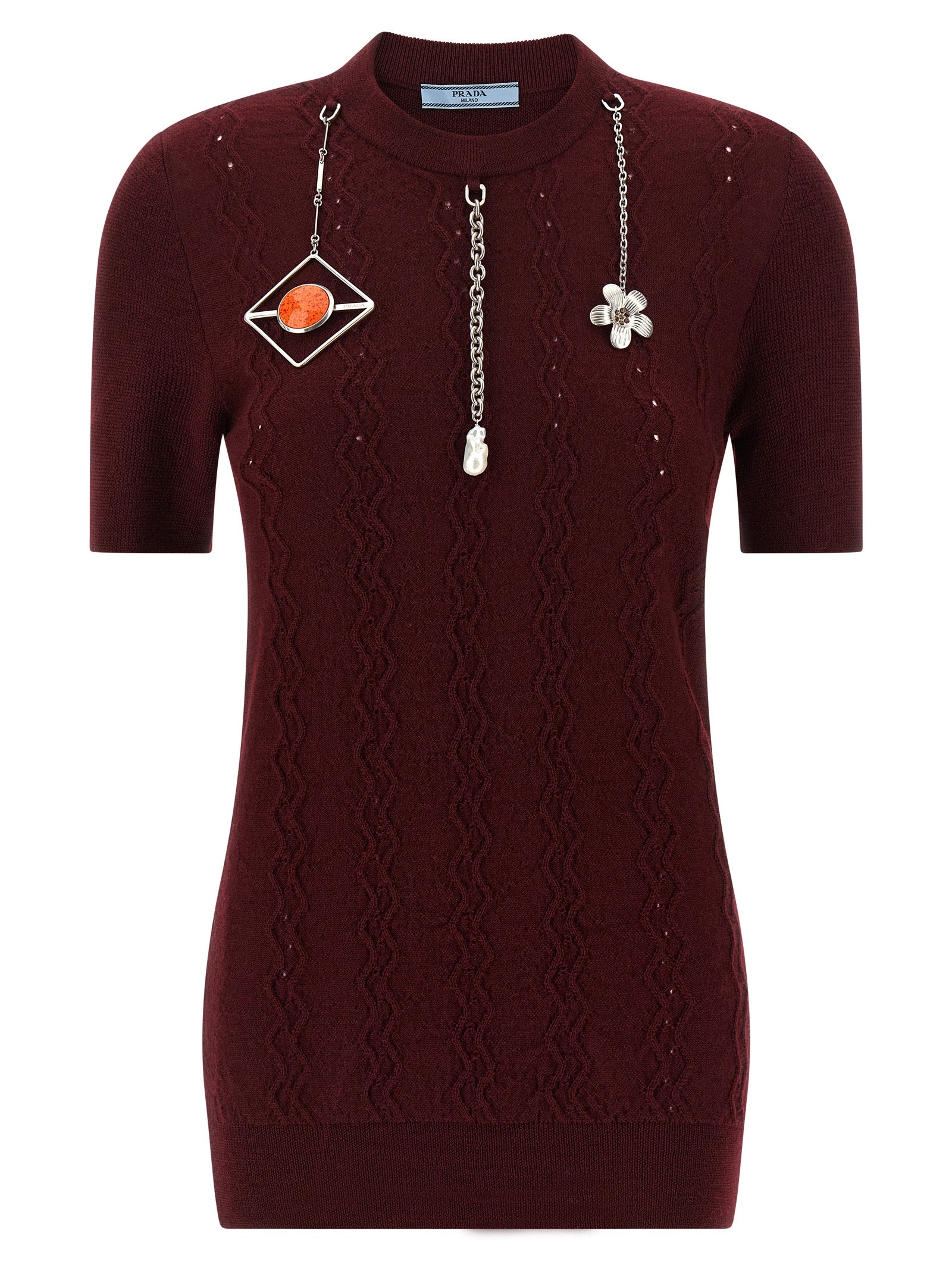 Prada Bordeaux Virgin Wool Cardigan Prada