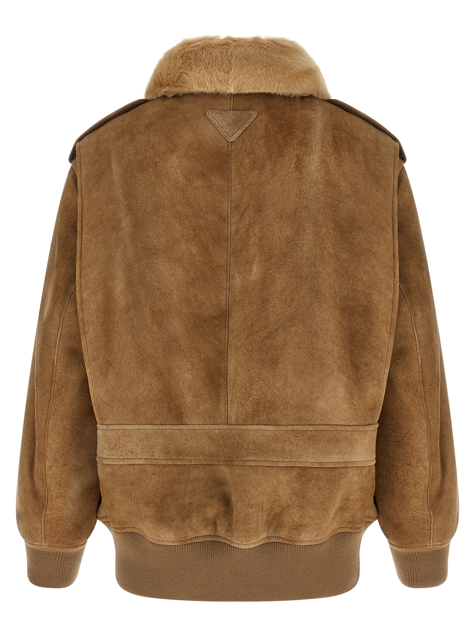 Prada Beige Lamb Leather Bomber Prada