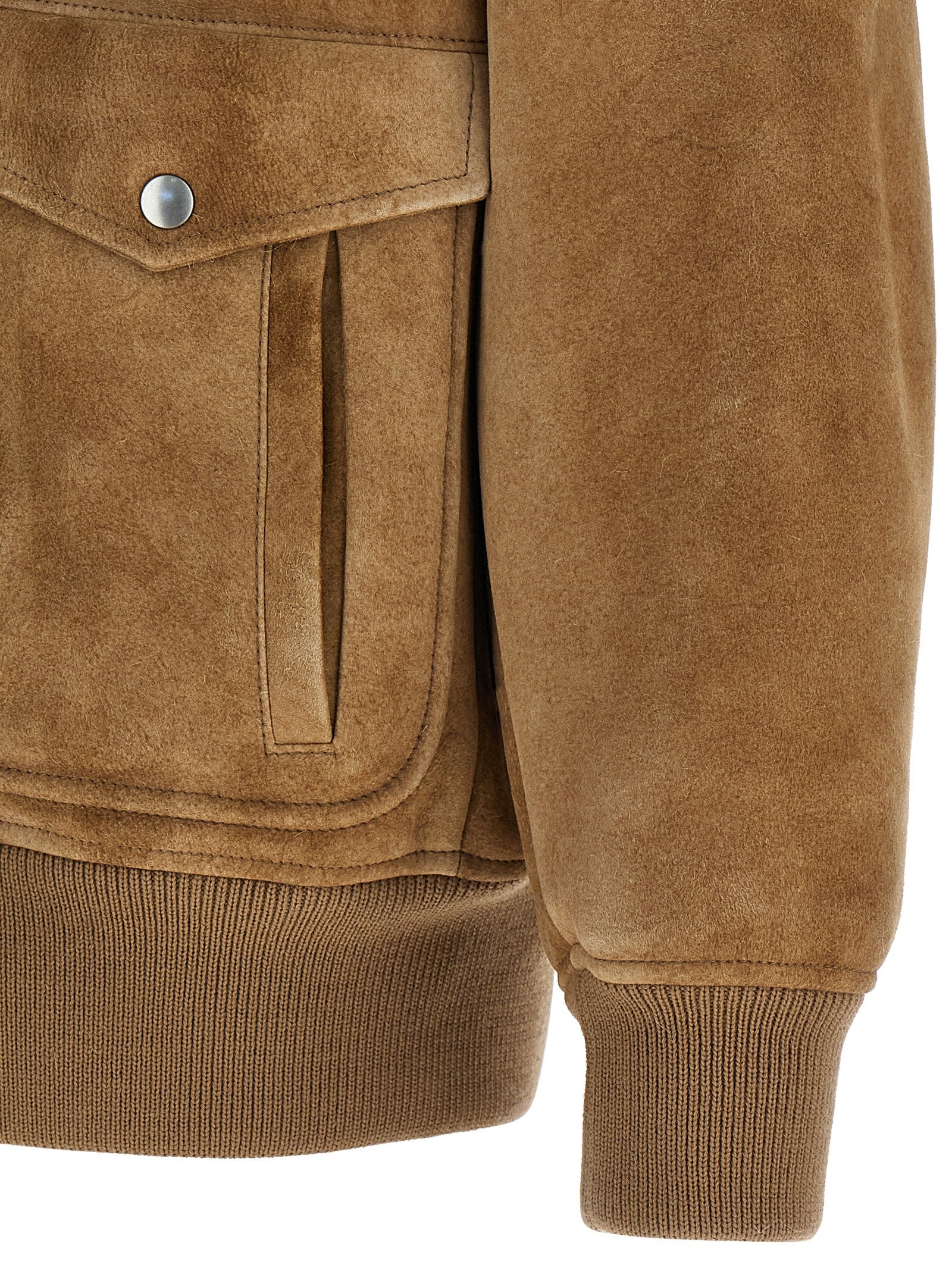 Prada Beige Lamb Leather Bomber Prada
