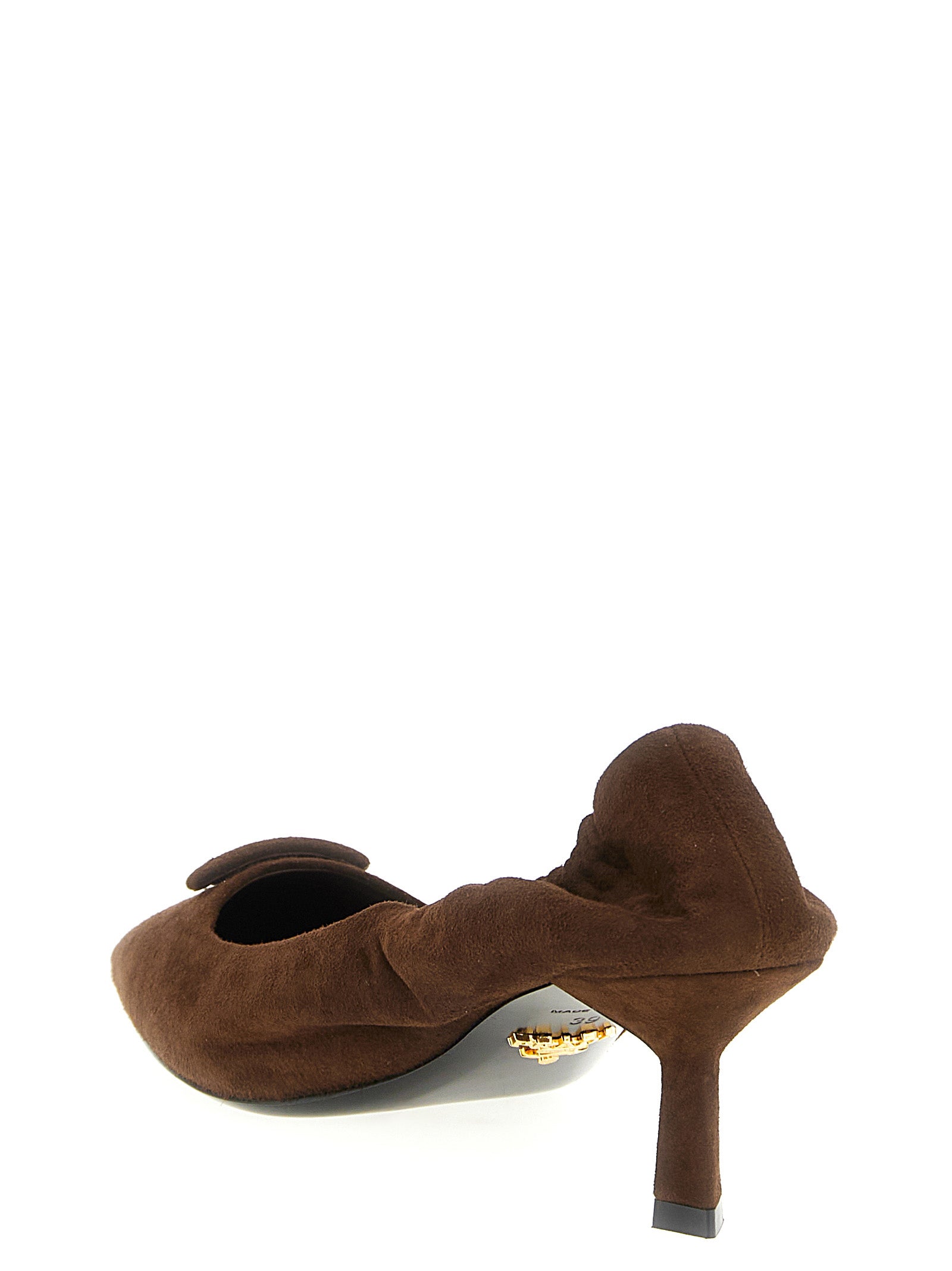 Prada Brown Lamb Leather Mid Heel Pumps Prada