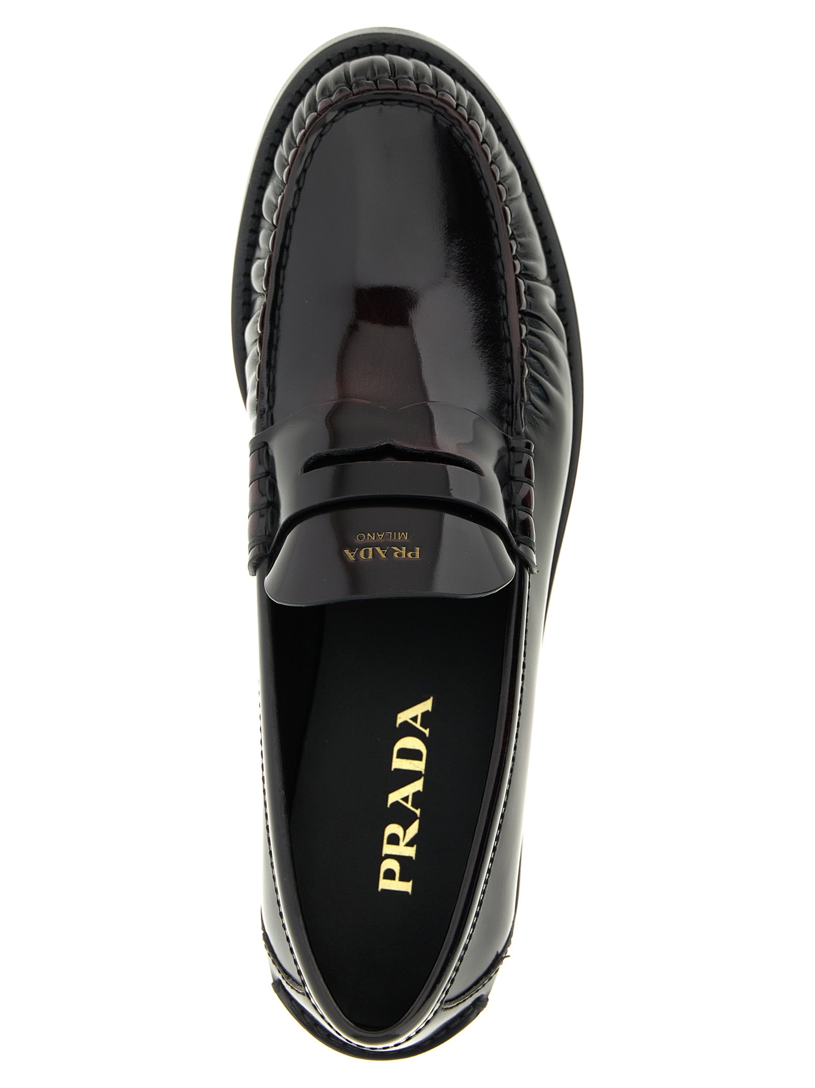 Prada Bordeaux Calfskin Slip-On Loafers Prada