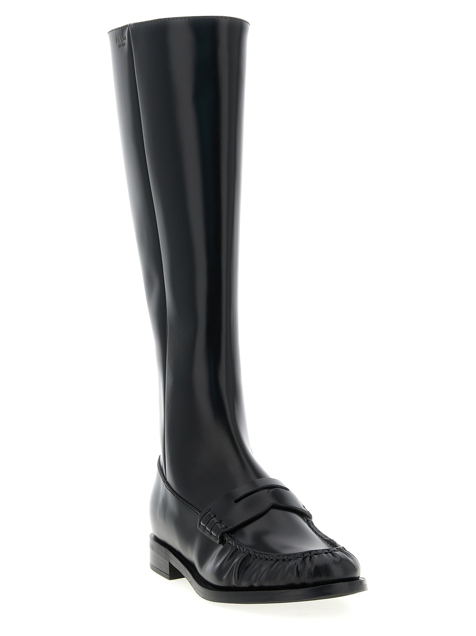 Prada Black Calfskin Over The Knee Prada