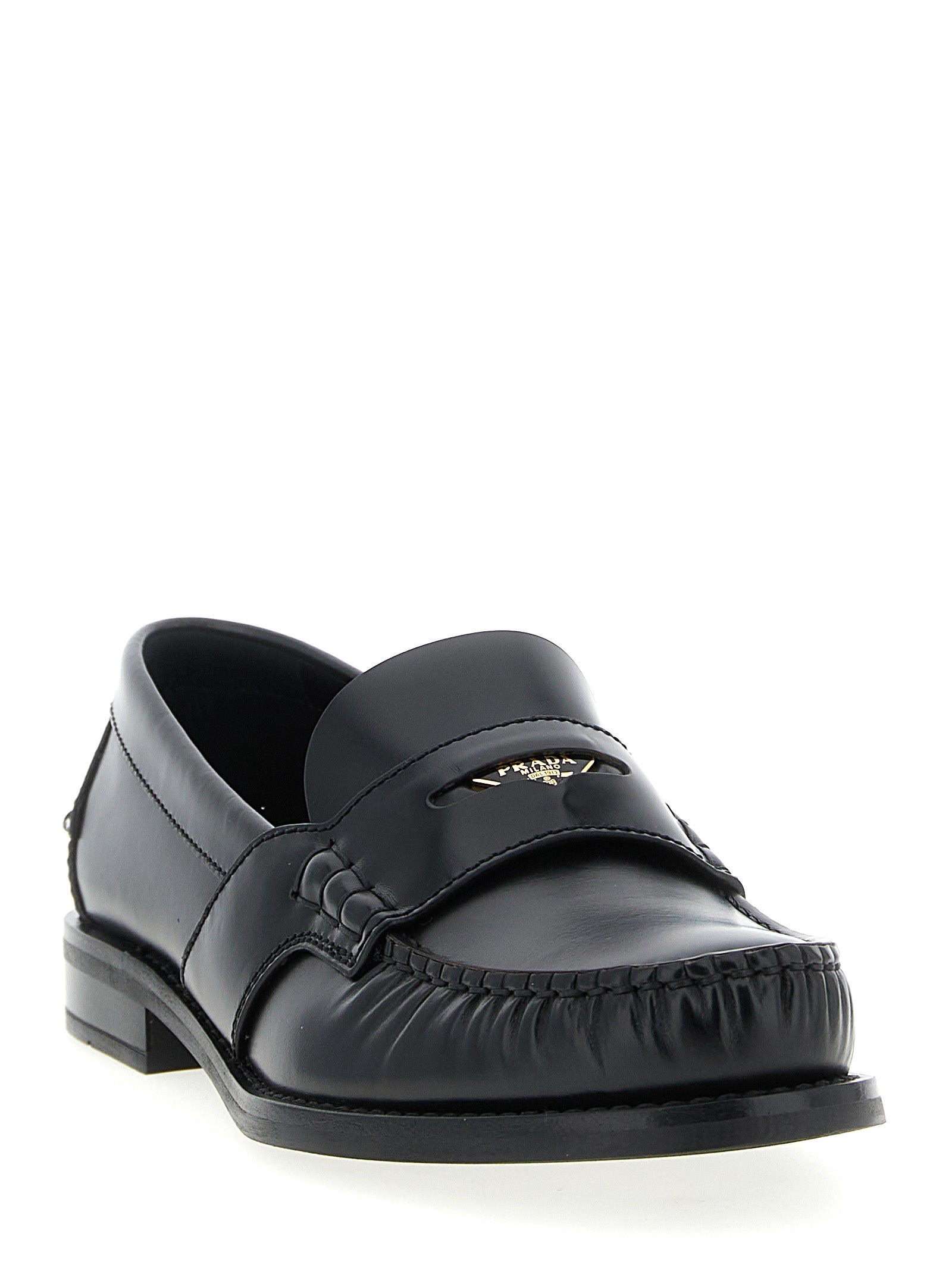 Prada Black Calfskin Slip-On Loafers Prada