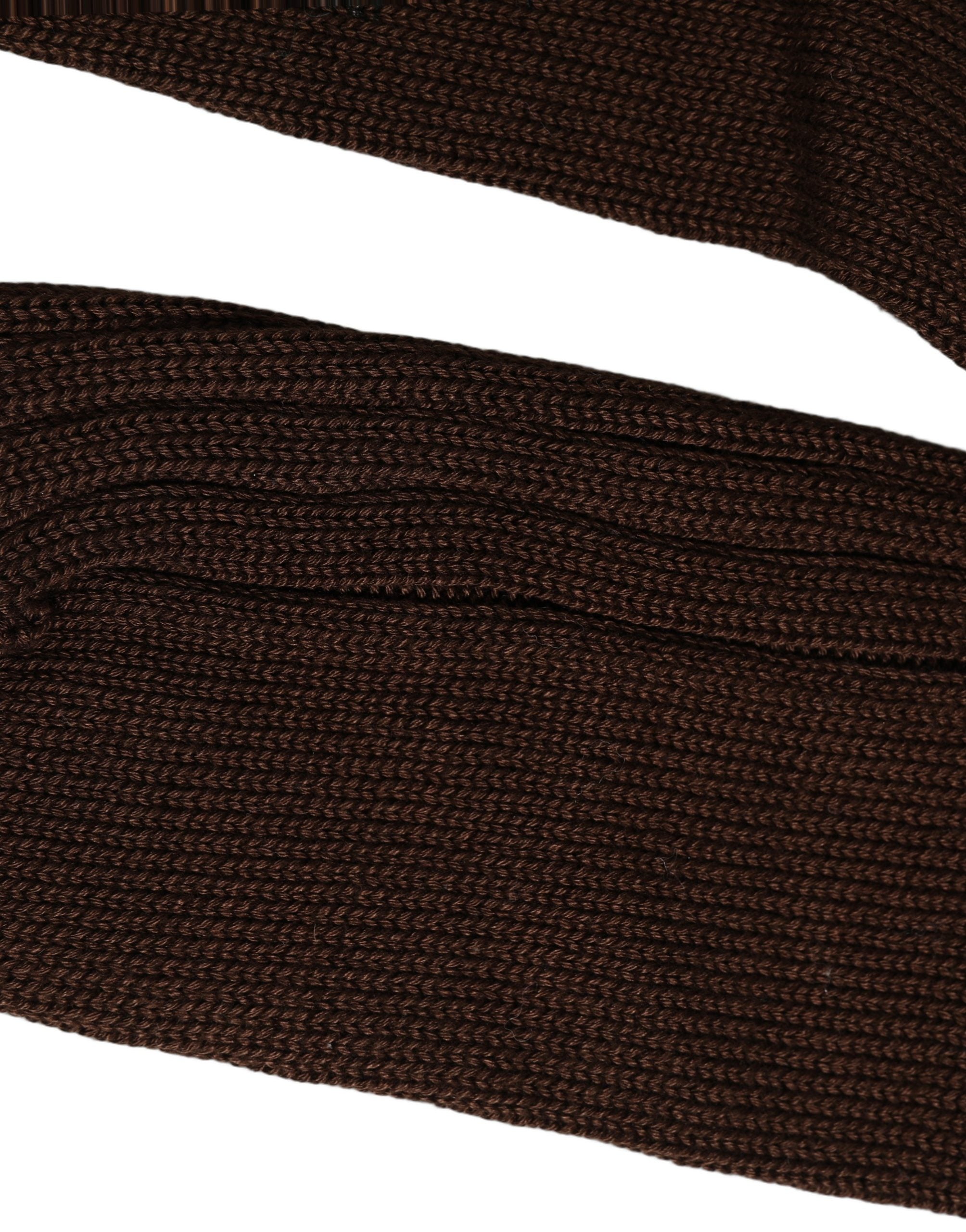 Dolce & Gabbana Dark Brown Nylon Ribbed Over The Calf Socks Dolce & Gabbana