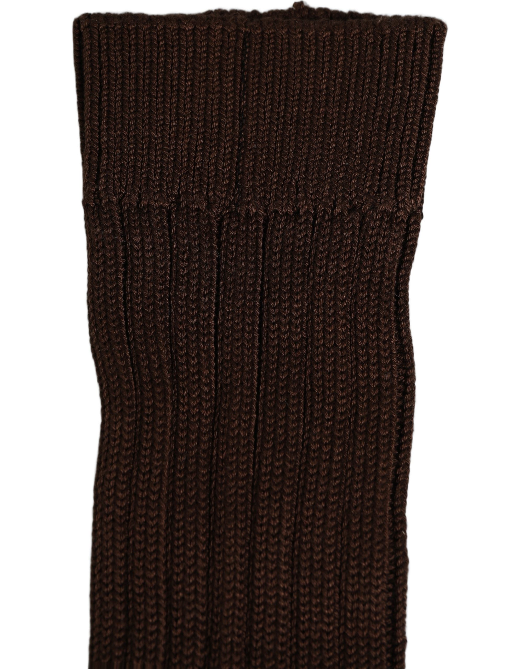 Dolce & Gabbana Dark Brown Nylon Ribbed Over The Calf Socks Dolce & Gabbana