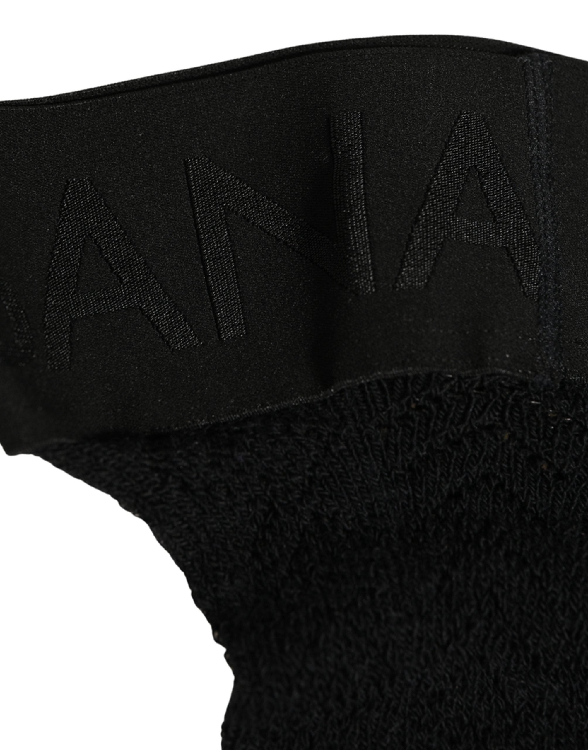 Dolce & Gabbana Black Wool Logo Calf Long Women Accessory Socks Dolce & Gabbana