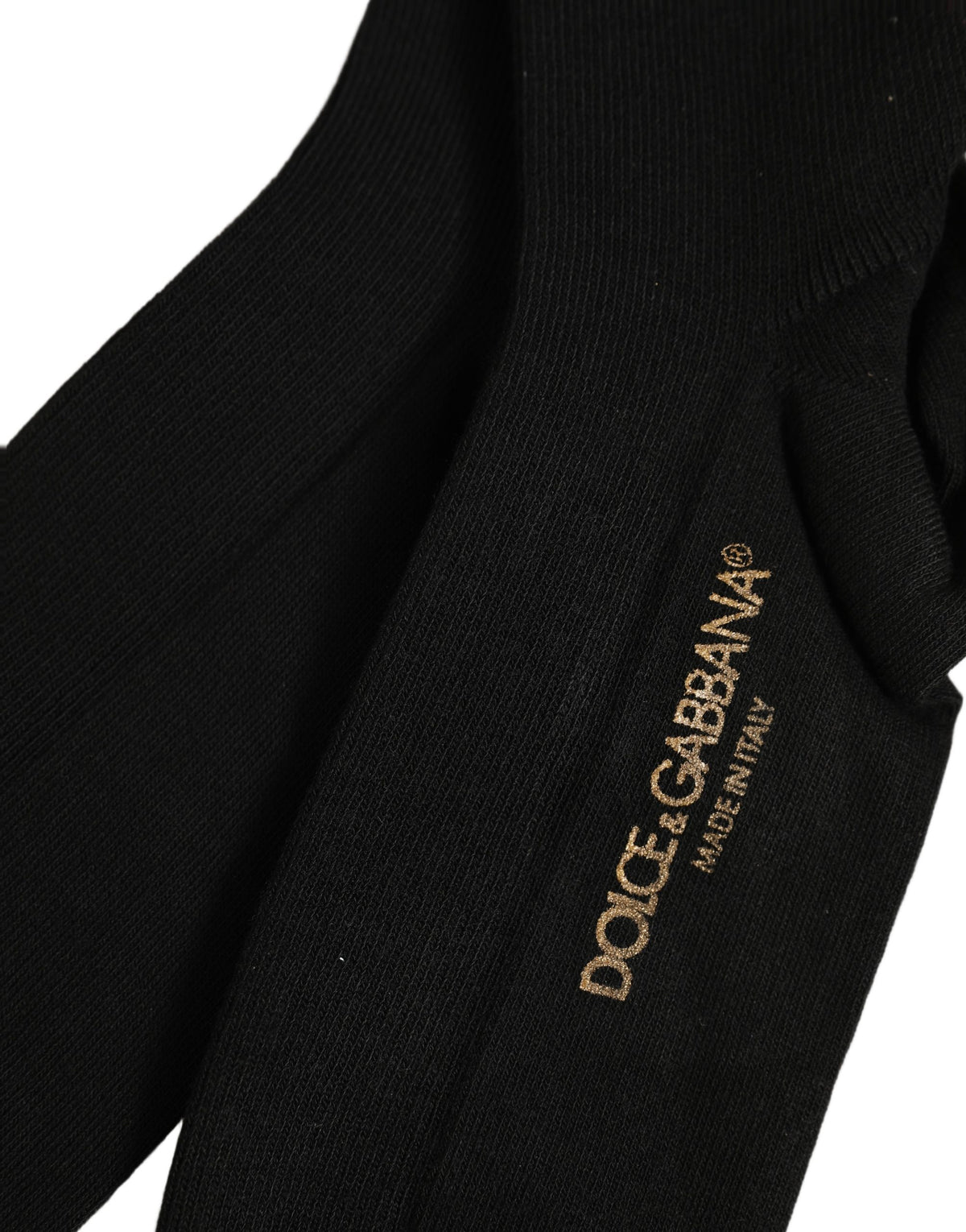 Dolce & Gabbana Black Viscose Logo Over The Calf Accessory Socks Dolce & Gabbana