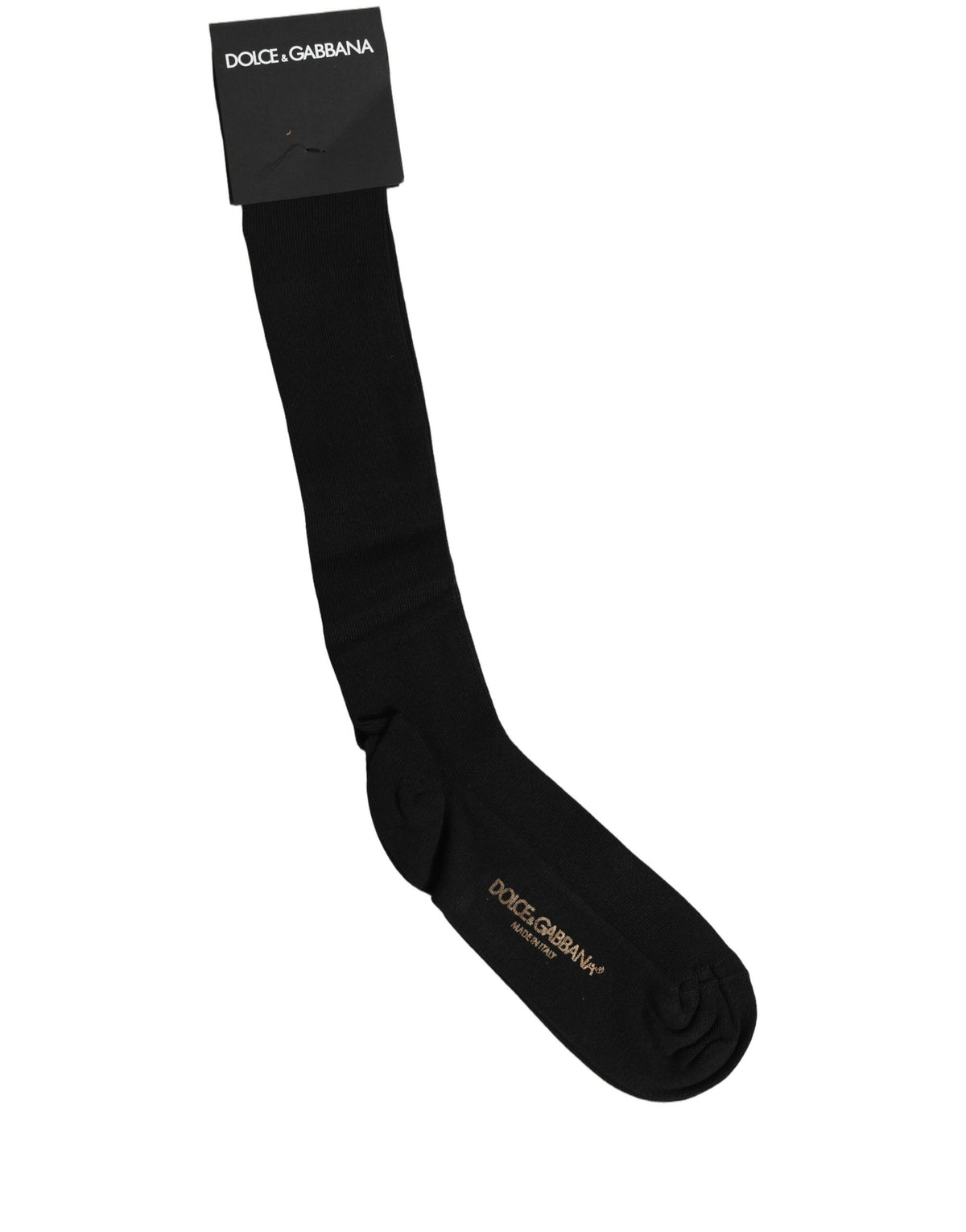 Dolce & Gabbana Black Viscose Logo Over The Calf Accessory Socks Dolce & Gabbana
