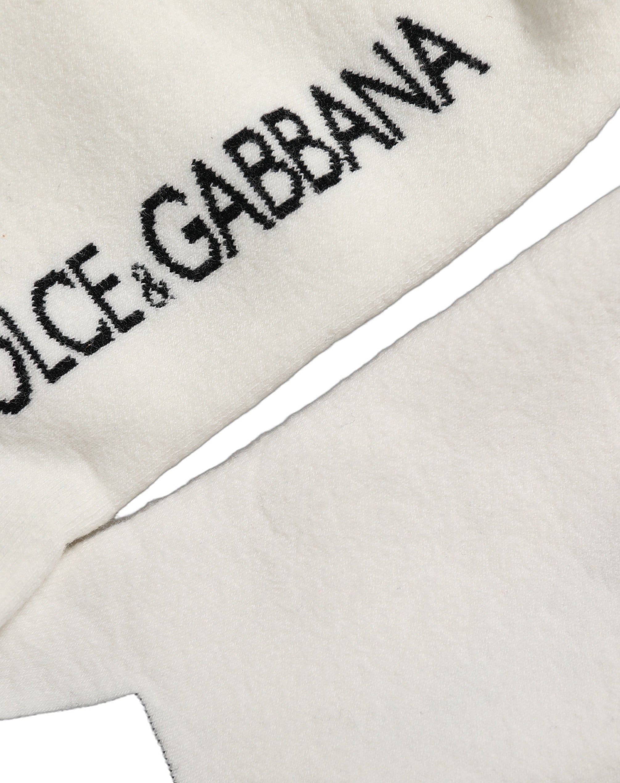 Dolce & Gabbana White Black Cotton Stretch Knee High Socks Dolce & Gabbana