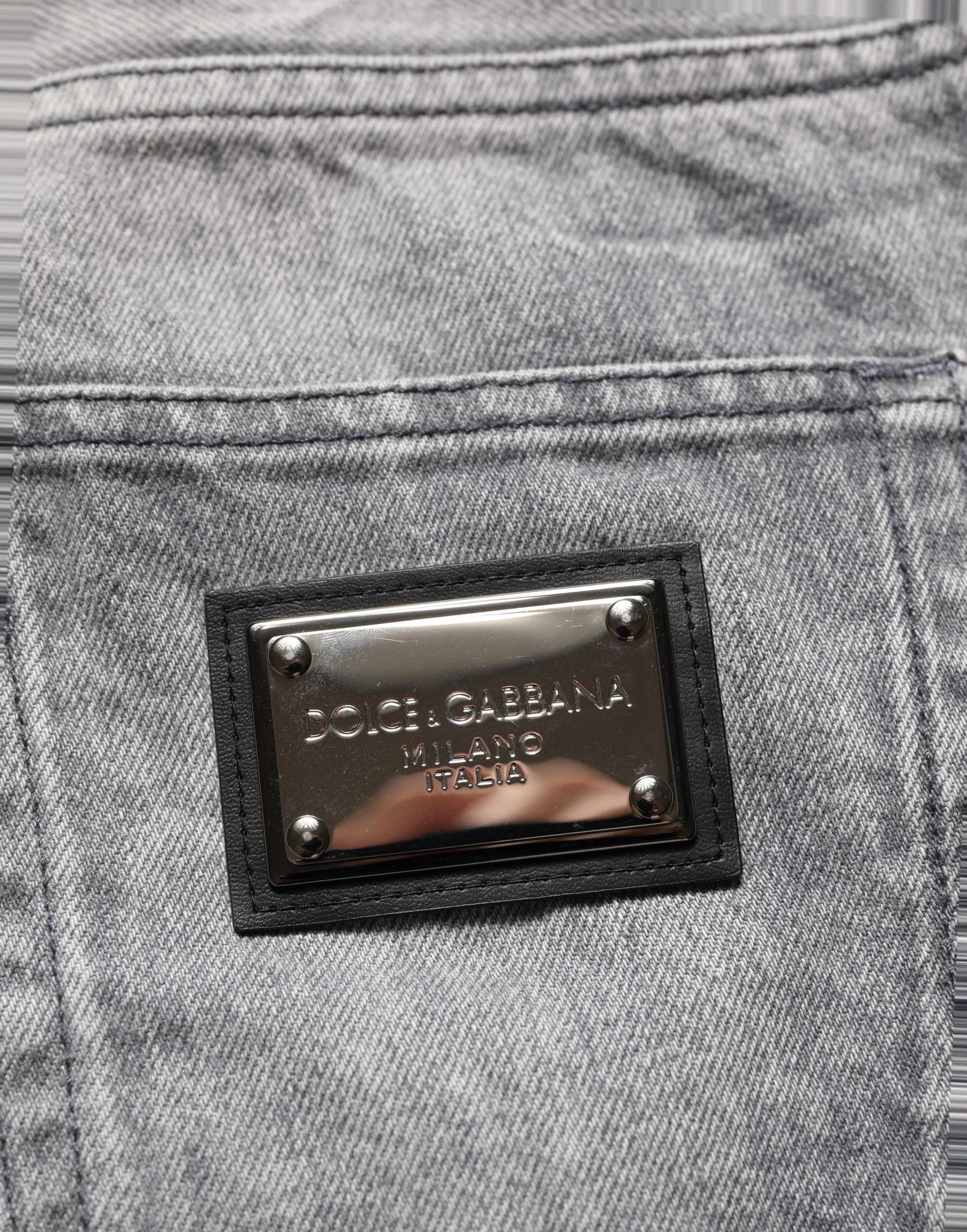 Dolce & Gabbana Grey Distressed Straight Leg Men Denim Jeans Dolce & Gabbana