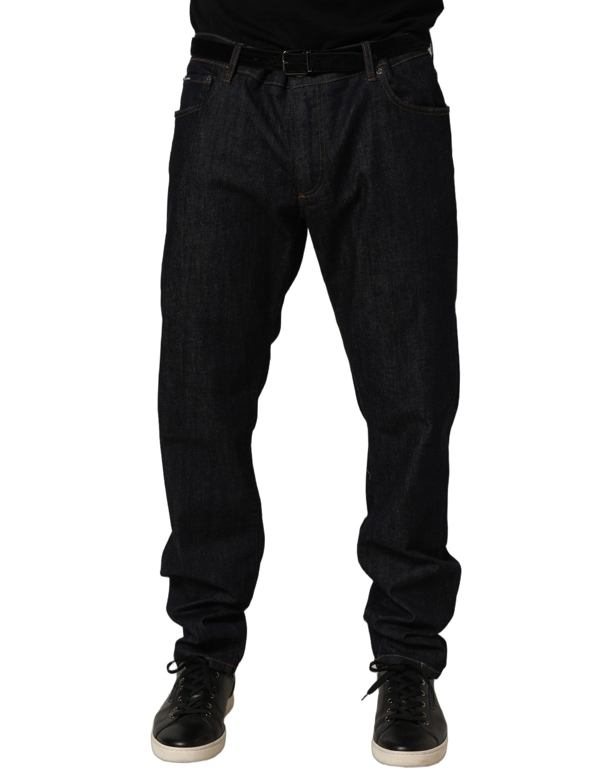 Dolce & Gabbana Dark Gray Cotton Slim Fit Men Denim Jeans Dolce & Gabbana