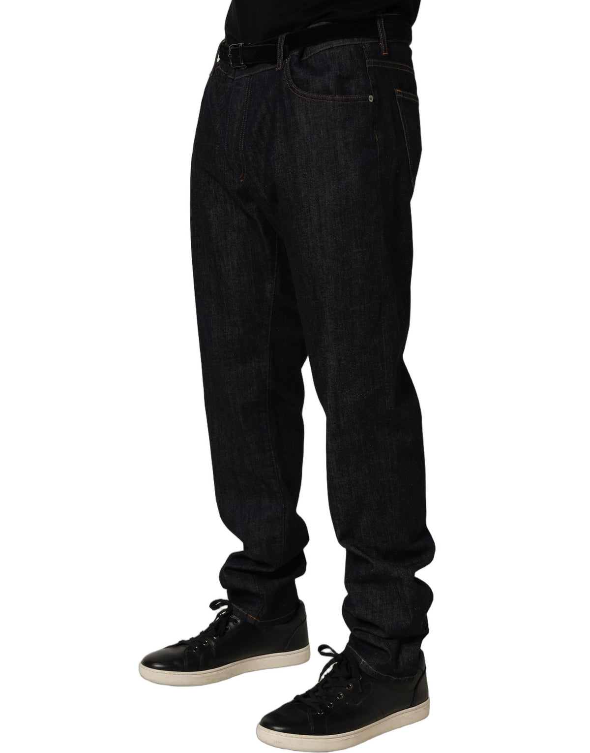 Dolce & Gabbana Dark Gray Cotton Slim Fit Men Denim Jeans Dolce & Gabbana