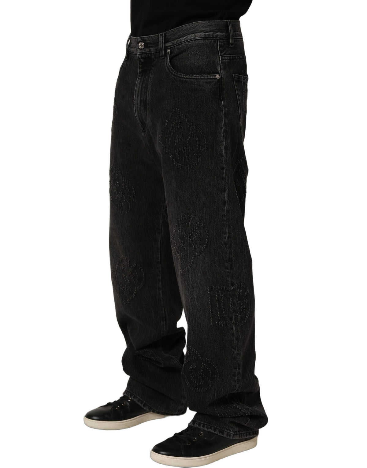 Dolce & Gabbana Dark Gray Cotton WideLeg Oversize Denim Jeans Dolce & Gabbana