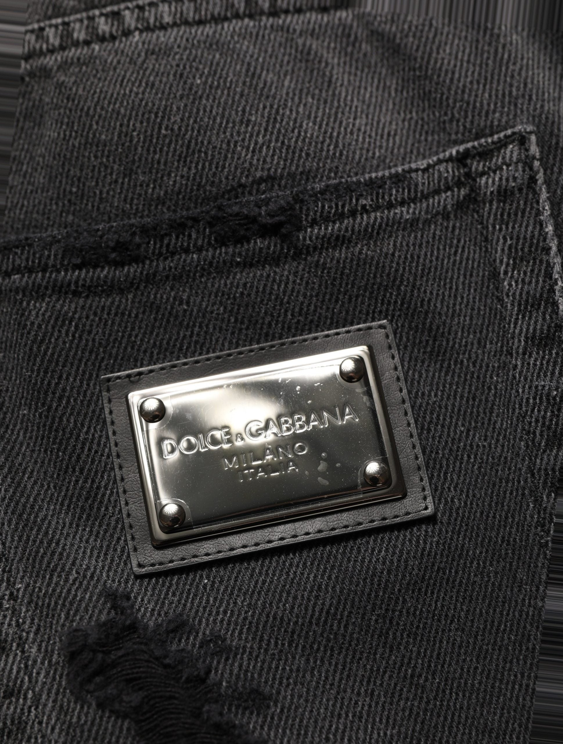 Dolce & Gabbana Dark Gray Distressed Oversize Men Denim Jeans Dolce & Gabbana