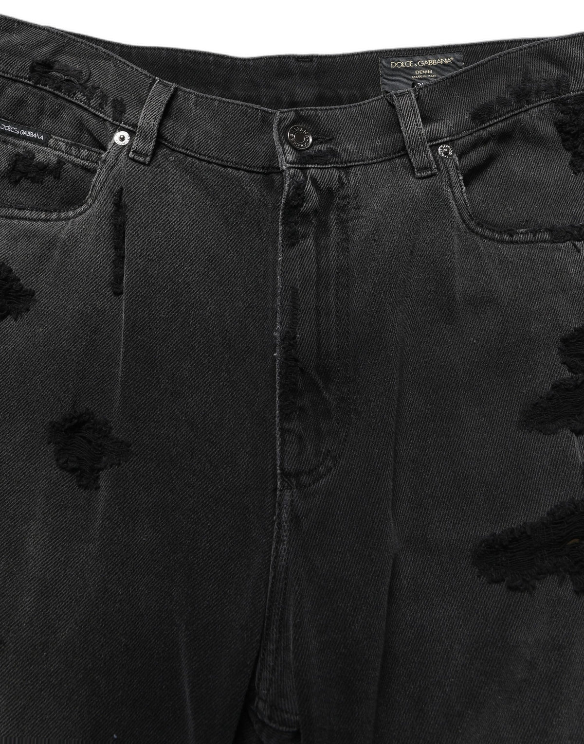 Dolce & Gabbana Dark Gray Distressed Oversize Men Denim Jeans Dolce & Gabbana