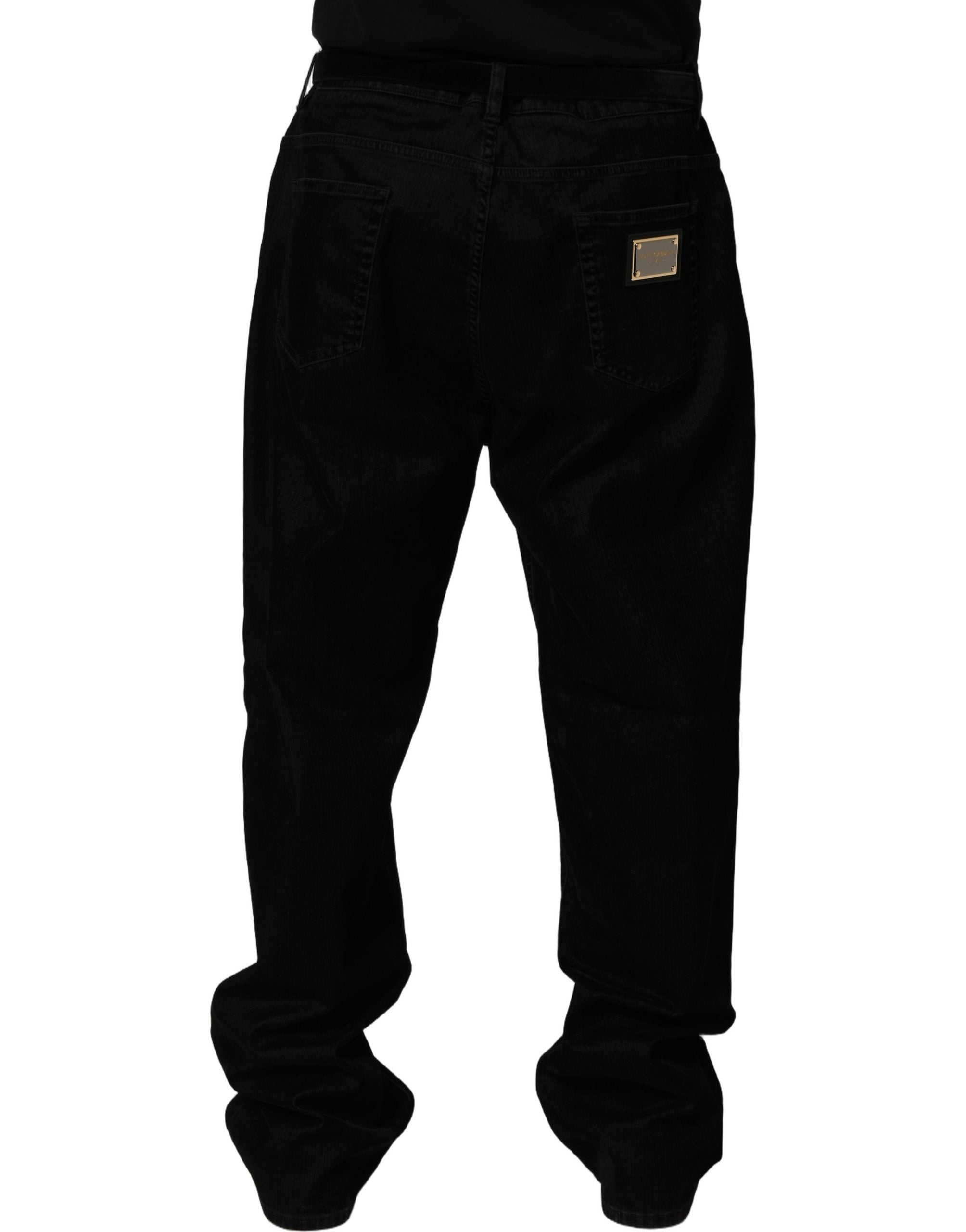Dolce & Gabbana Black Cotton Relaxed Wide Leg Men Denim Jeans Dolce & Gabbana