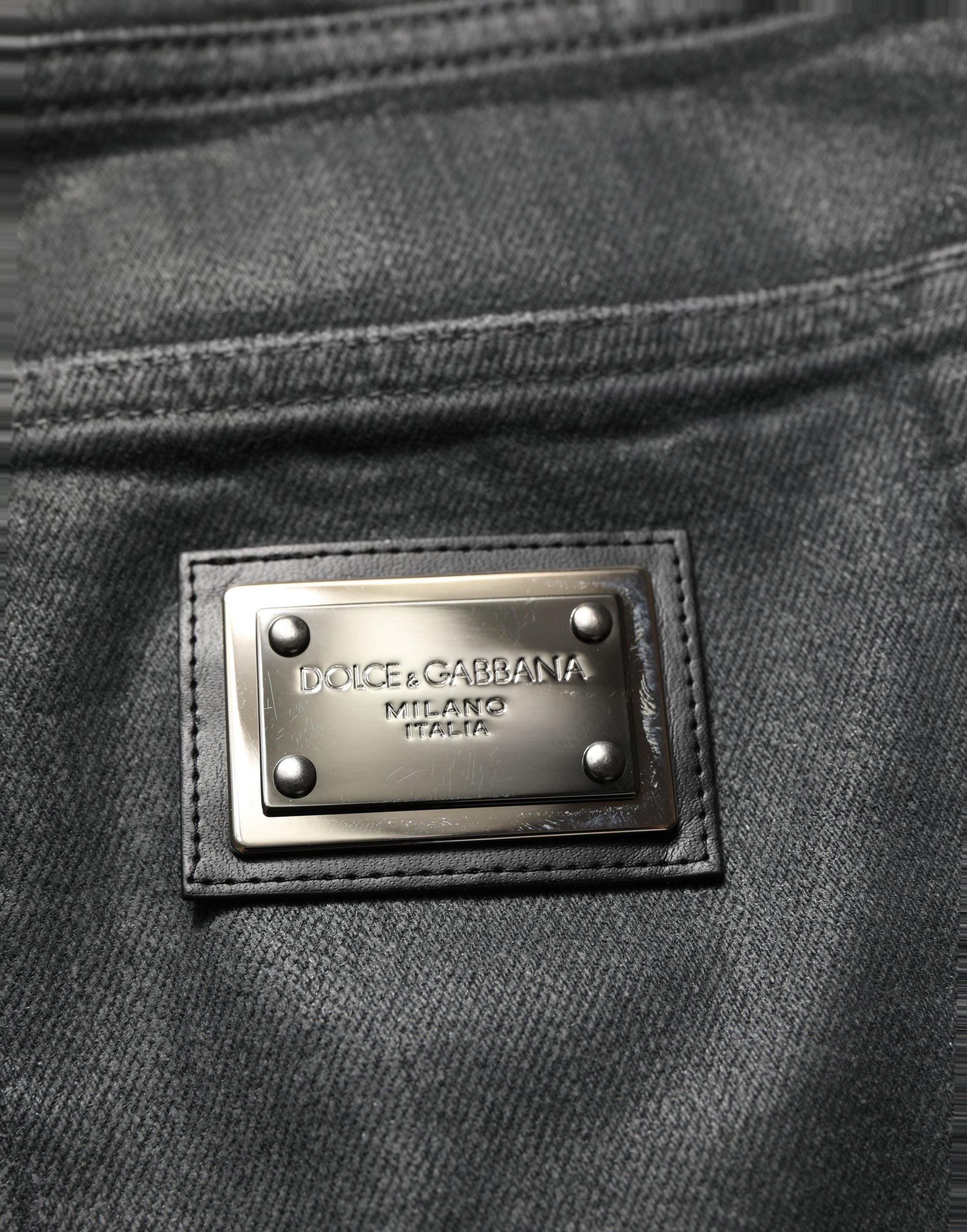 Dolce & Gabbana Dark Gray Cotton Loose Fit Men Denim Jeans Dolce & Gabbana