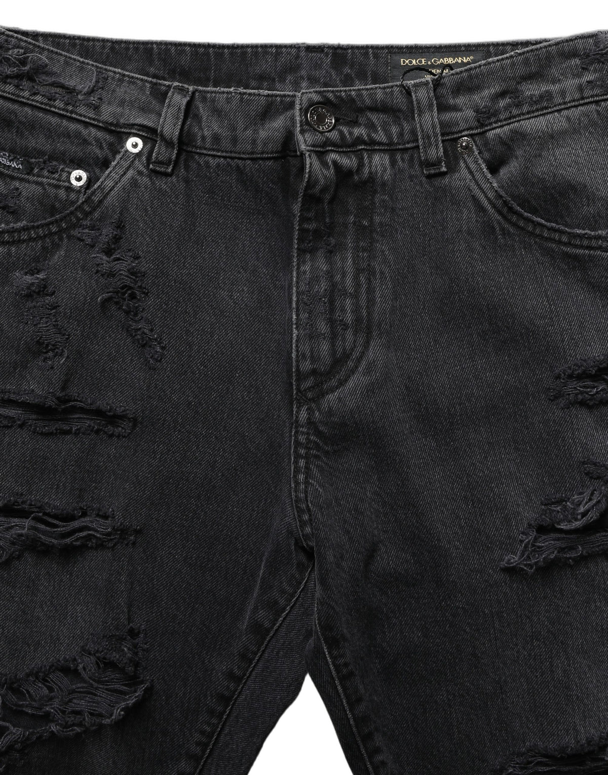 Dolce & Gabbana Dark Gray Cotton Ripped Men Denim Jeans Dolce & Gabbana
