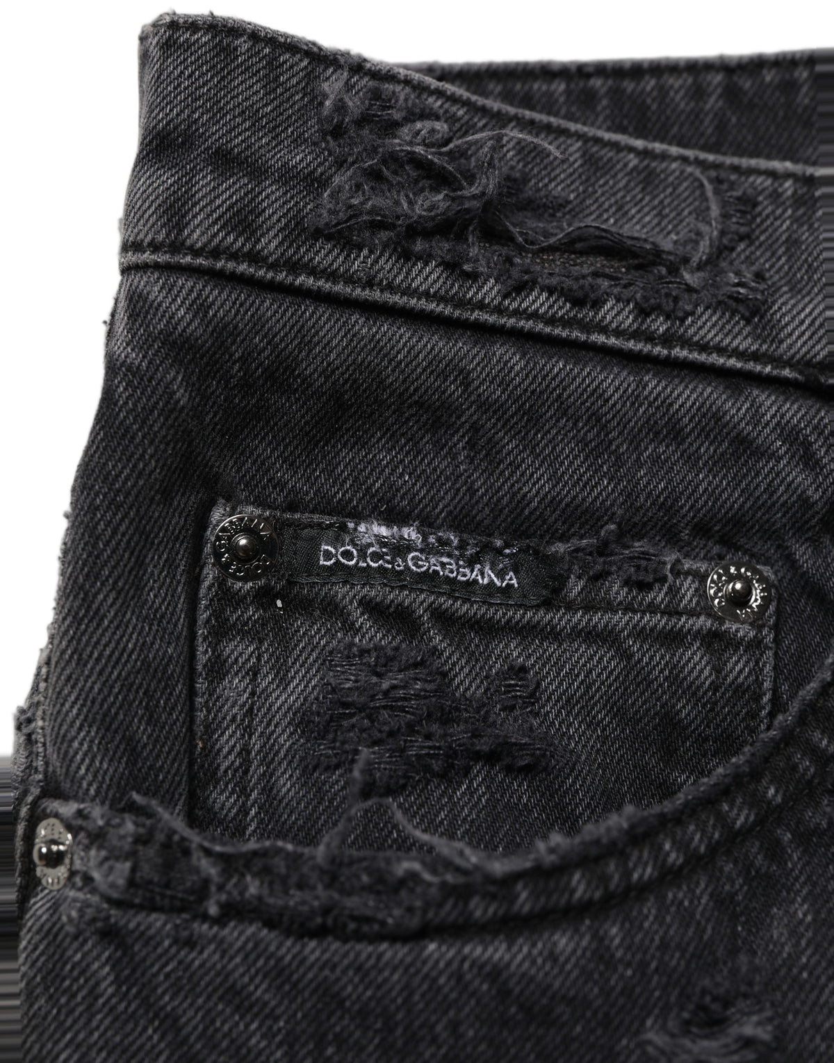 Dolce & Gabbana Dark Gray Cotton Ripped Men Denim Jeans Dolce & Gabbana