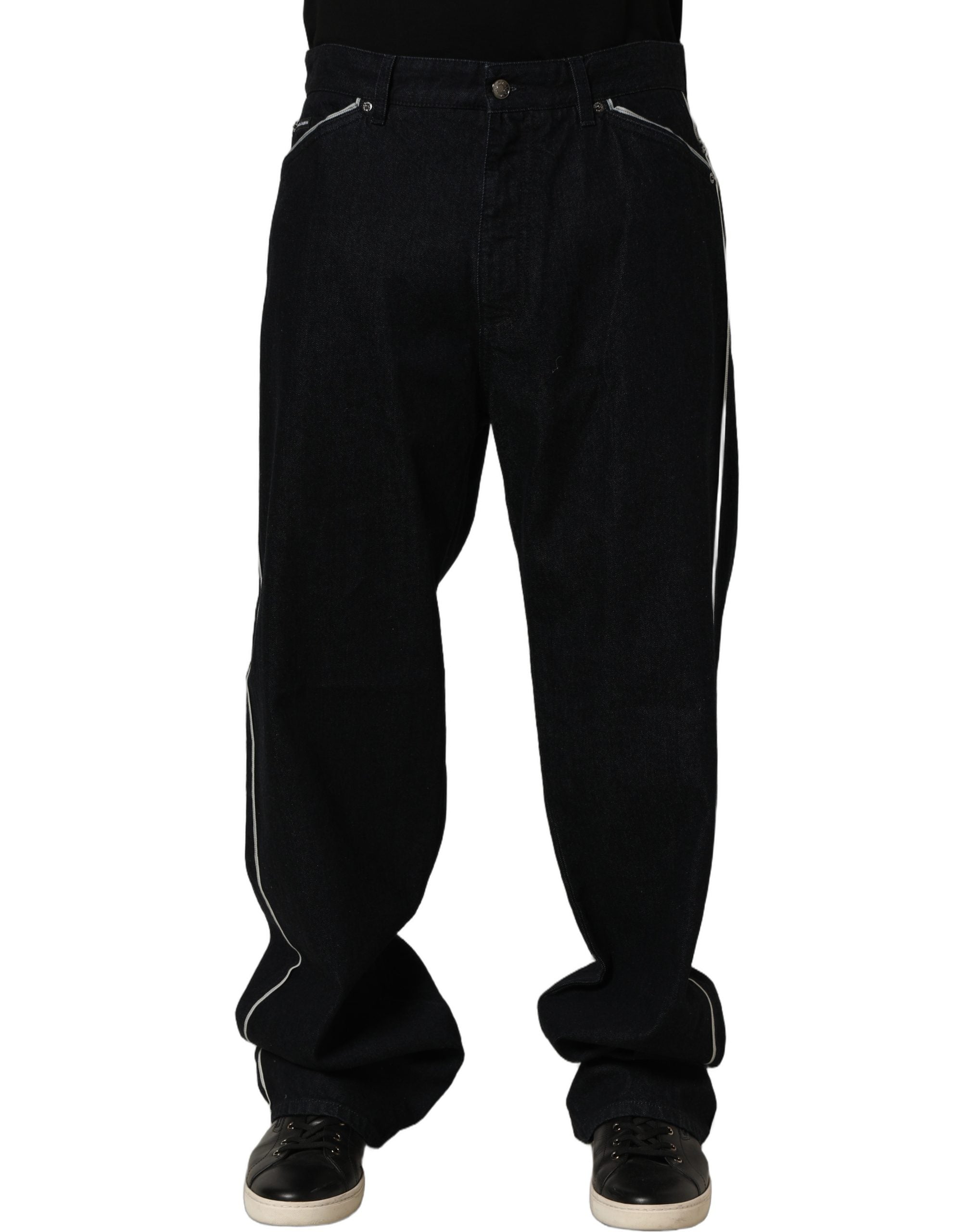 Dolce & Gabbana Black Cotton Stretch Straight Men Denim Jeans Dolce & Gabbana