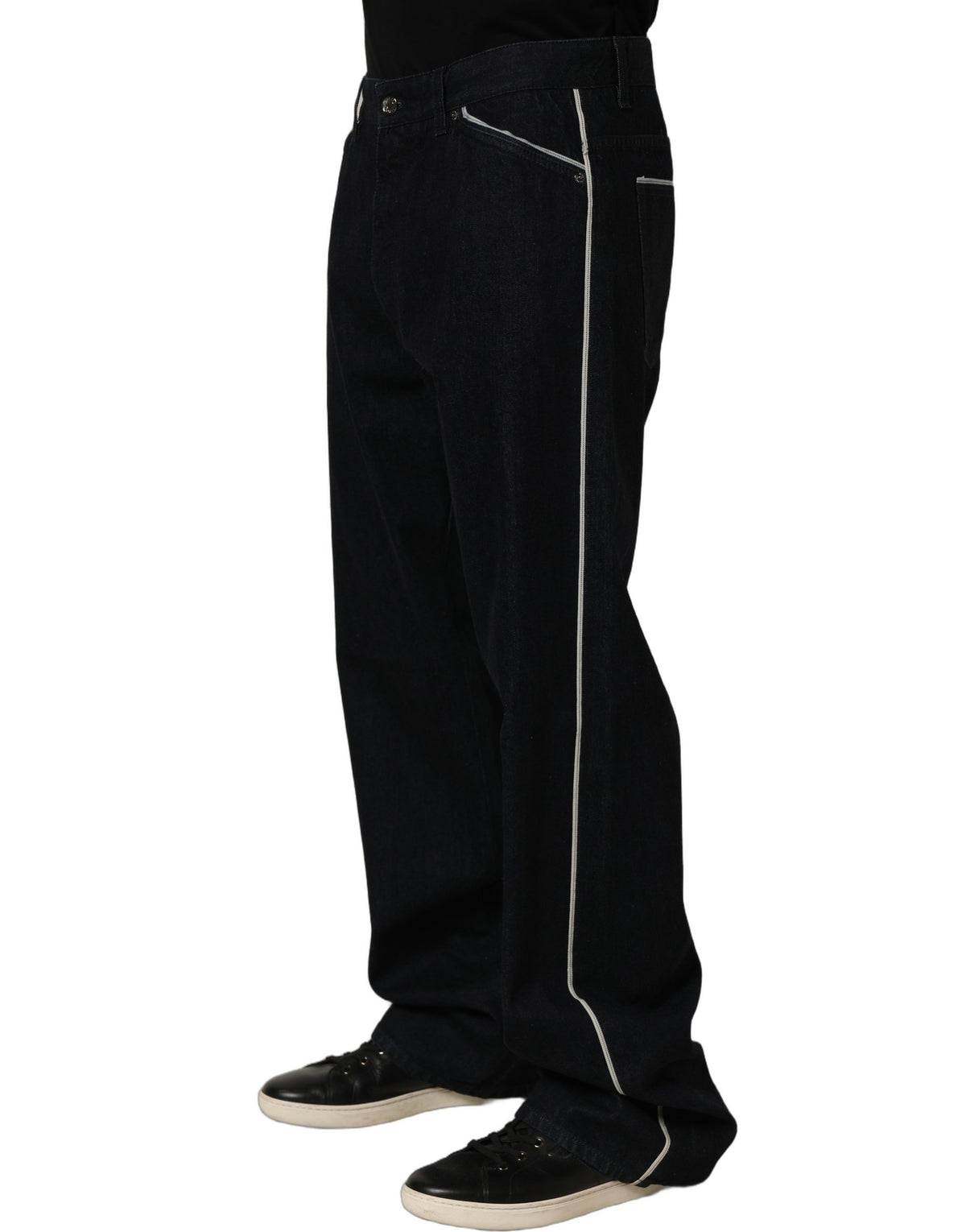 Dolce & Gabbana Black Cotton Stretch Straight Men Denim Jeans Dolce & Gabbana