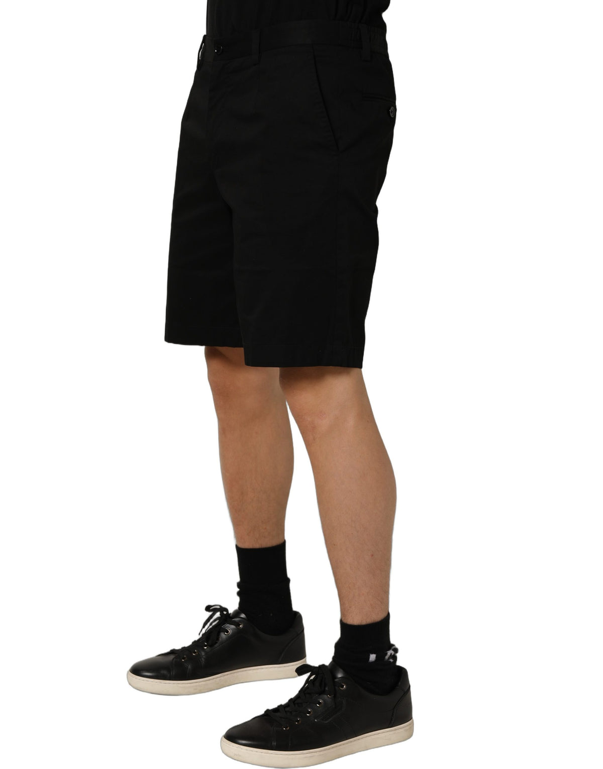 Dolce & Gabbana Black Cotton Mid Waist Men Bermuda Shorts Dolce & Gabbana