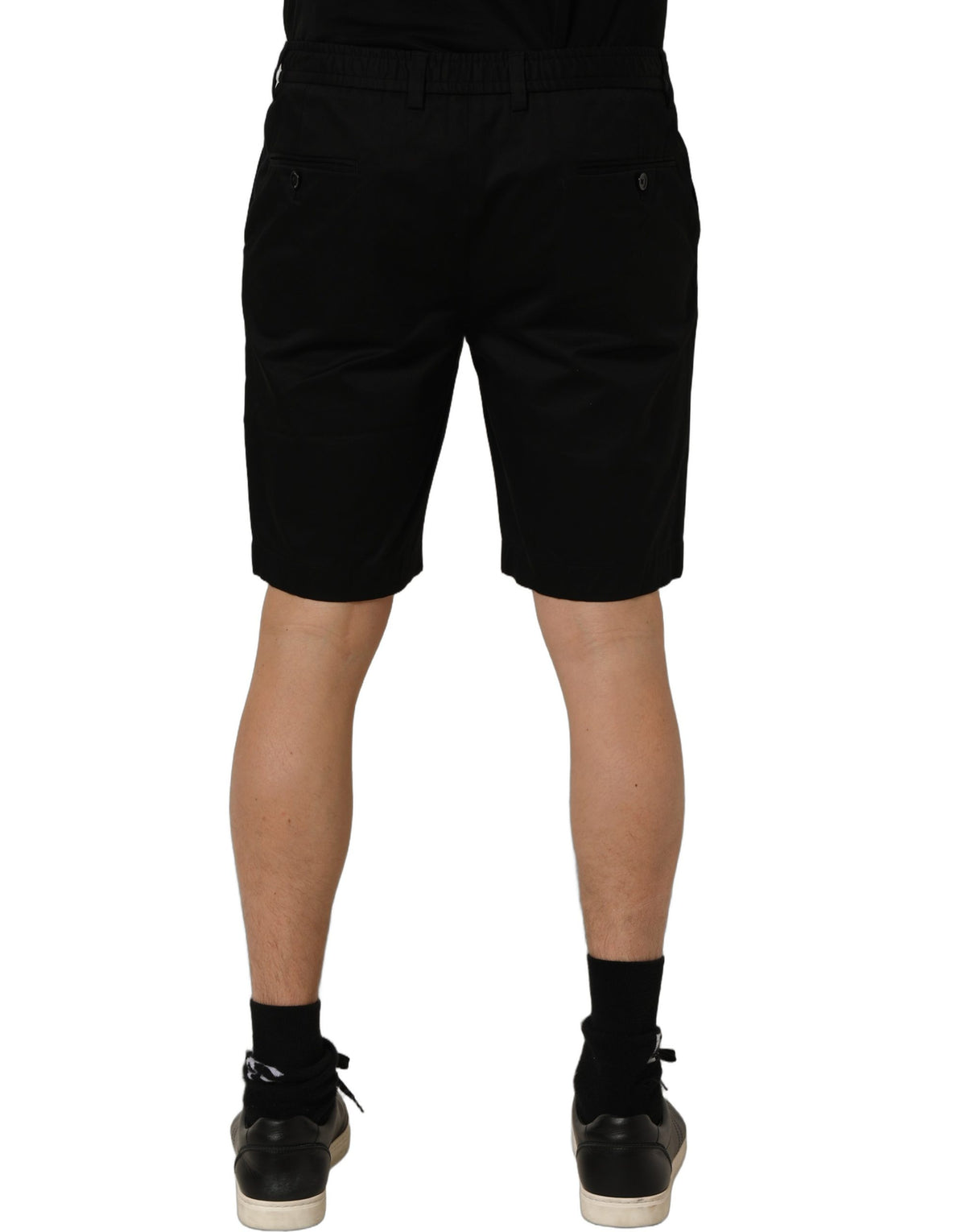 Dolce & Gabbana Black Cotton Mid Waist Men Bermuda Shorts Dolce & Gabbana