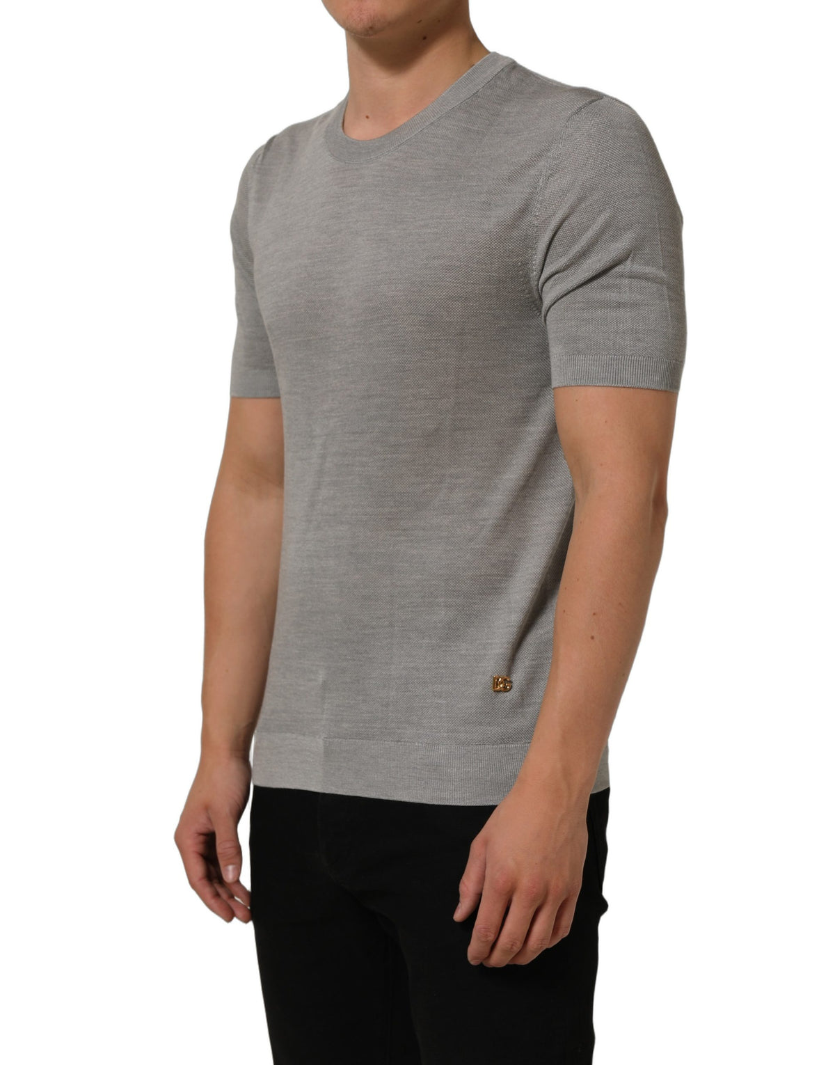 Dolce & Gabbana Gray Silk Crew Neck Short Sleeves T-shirt Dolce & Gabbana