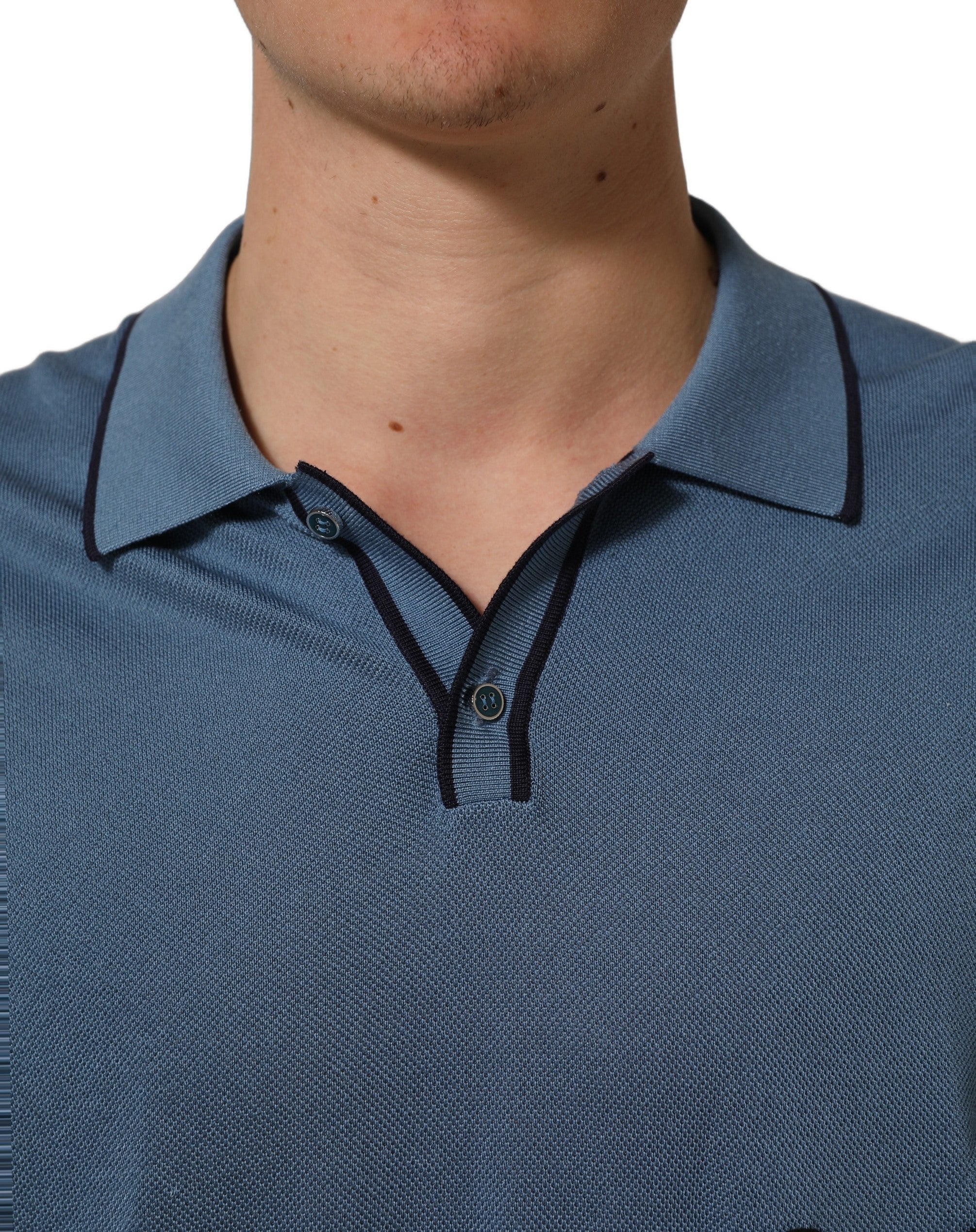 Dolce & Gabbana Blue Cotton Collared Short Sleeves T-shirt Dolce & Gabbana