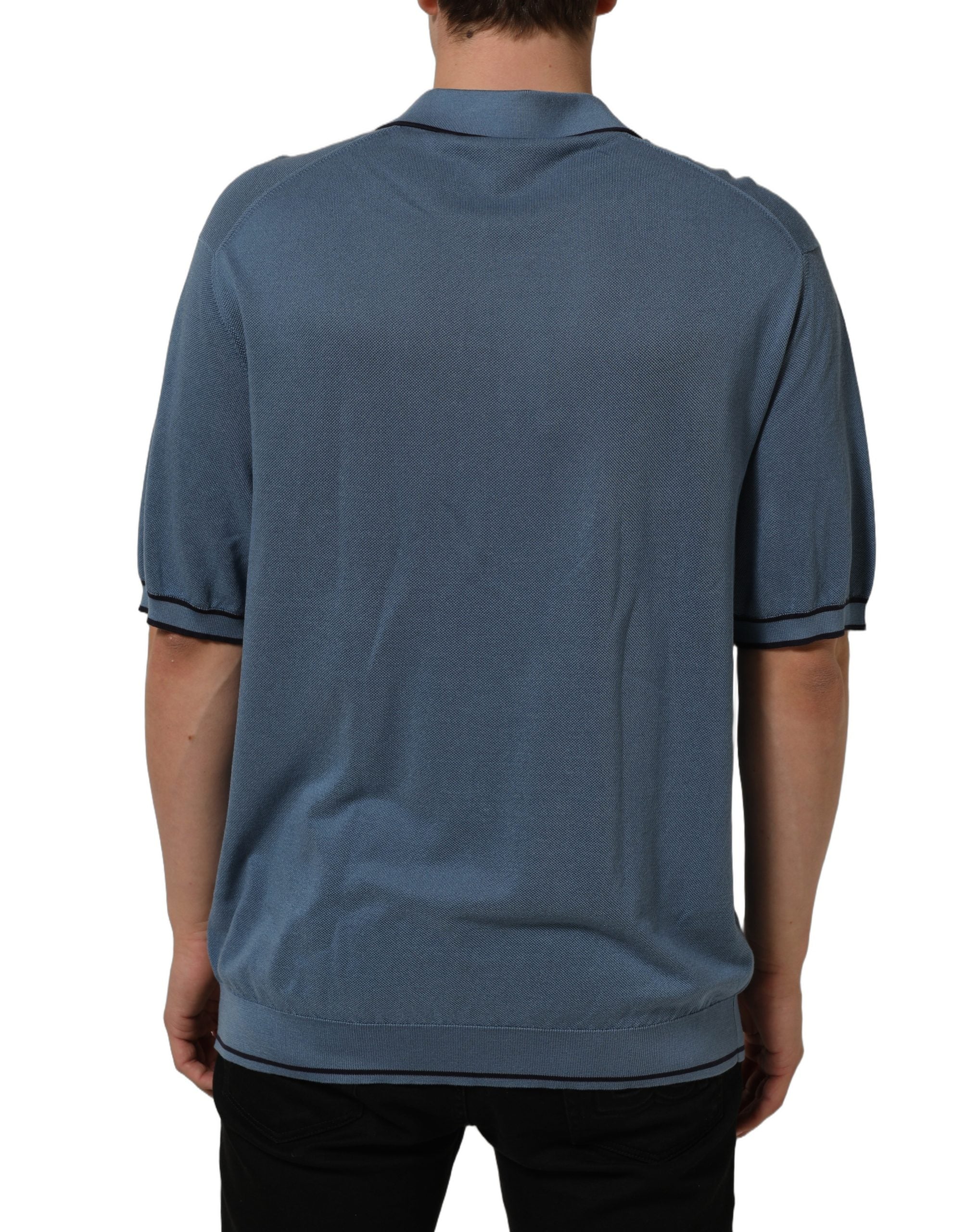 Dolce & Gabbana Blue Cotton Collared Short Sleeves T-shirt Dolce & Gabbana
