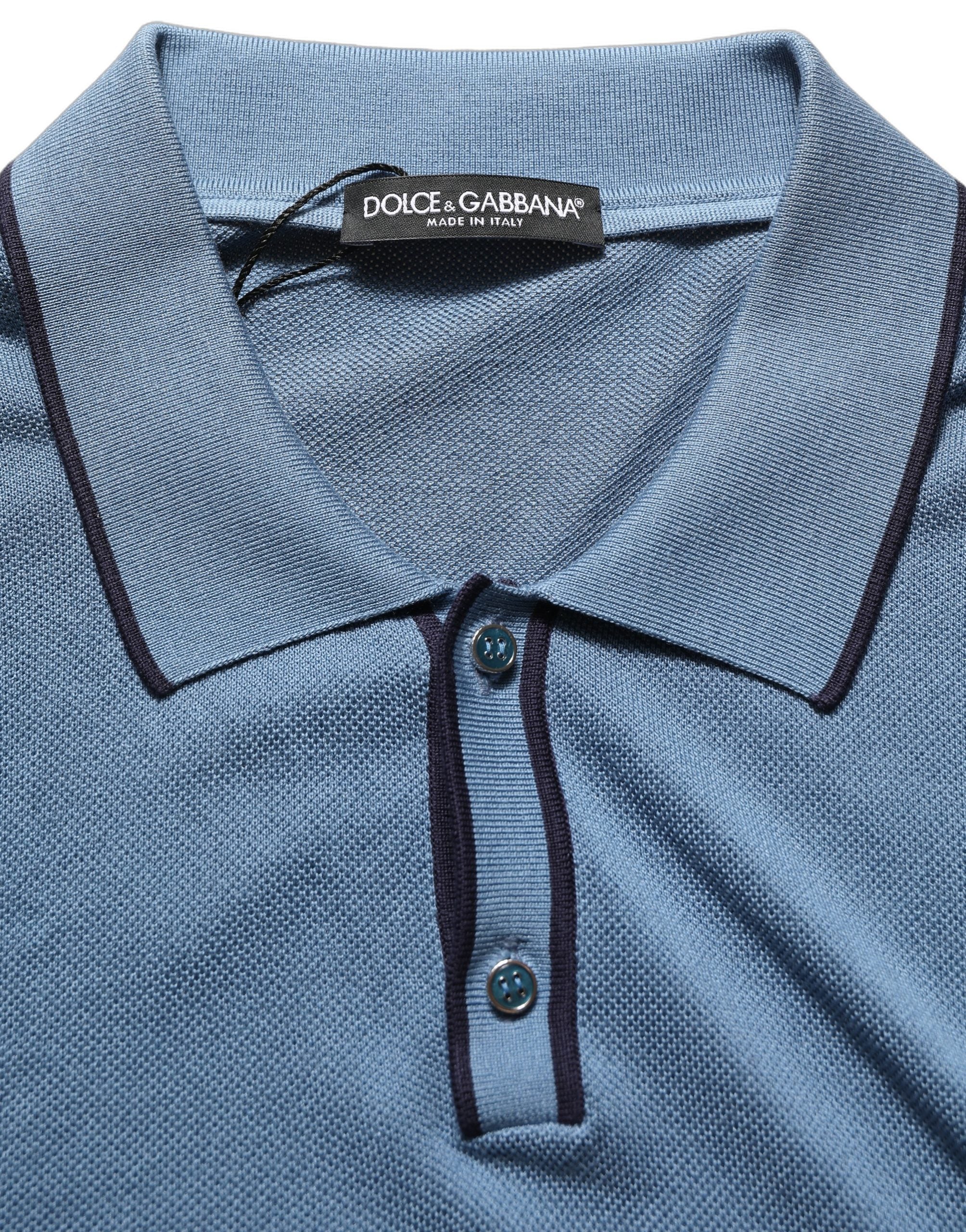 Dolce & Gabbana Blue Cotton Collared Short Sleeves T-shirt Dolce & Gabbana
