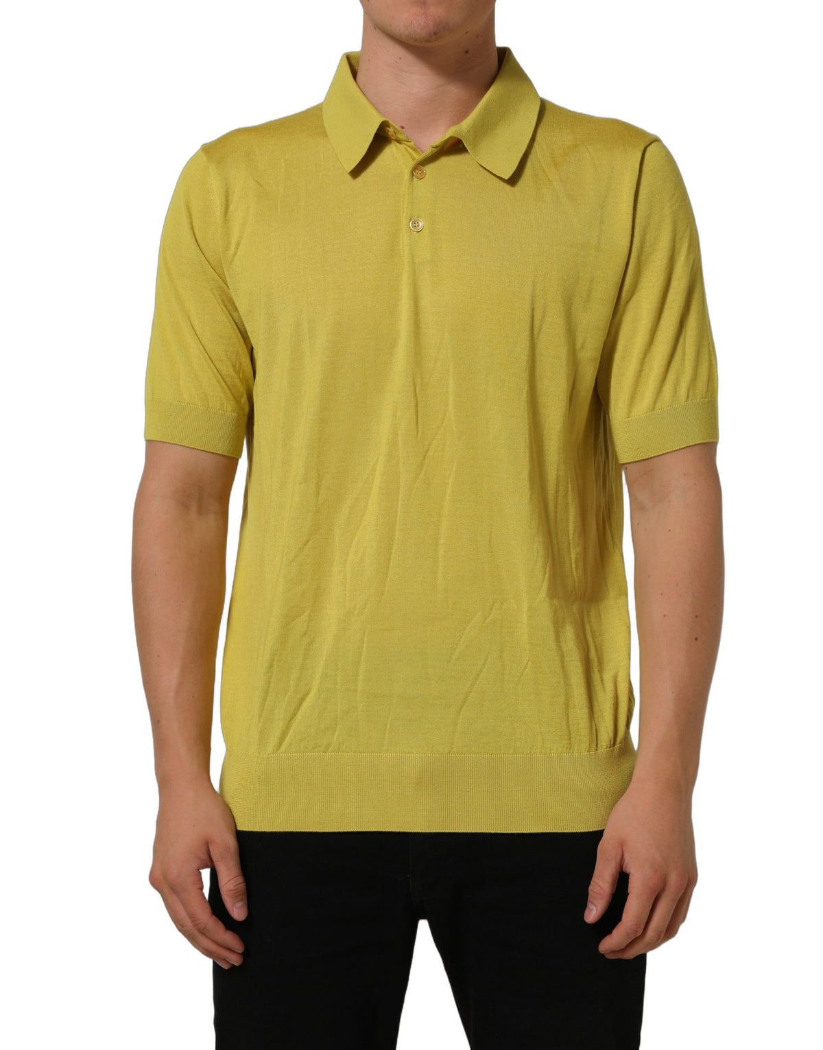 Dolce & Gabbana Yellow Cashmere Short Sleeves Polo T-shirt Dolce & Gabbana