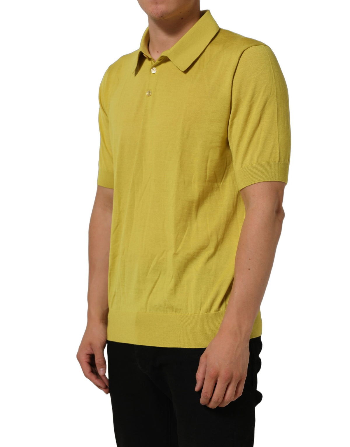 Dolce & Gabbana Yellow Cashmere Short Sleeves Polo T-shirt Dolce & Gabbana