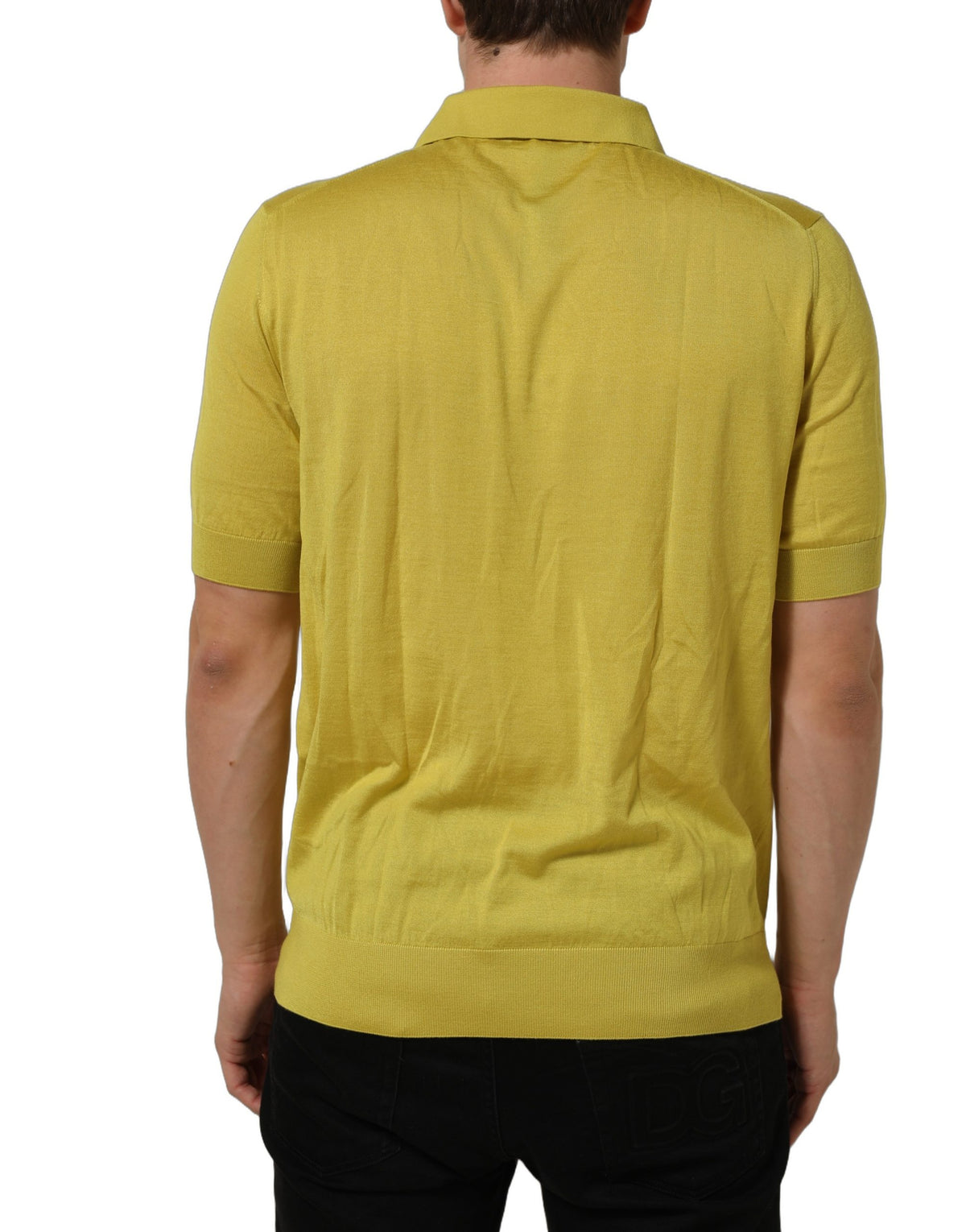 Dolce & Gabbana Yellow Cashmere Short Sleeves Polo T-shirt Dolce & Gabbana