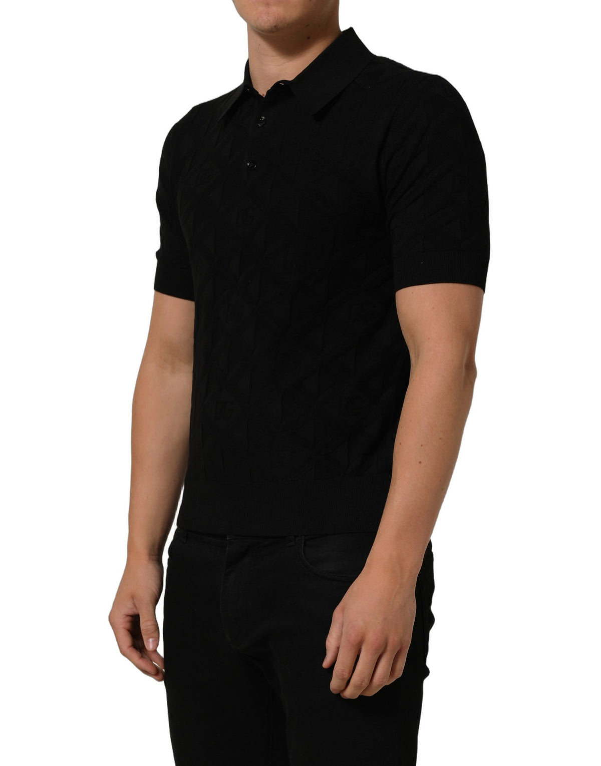 Dolce & Gabbana Black Silk Short Sleeve Knit Polo T-shirt Dolce & Gabbana