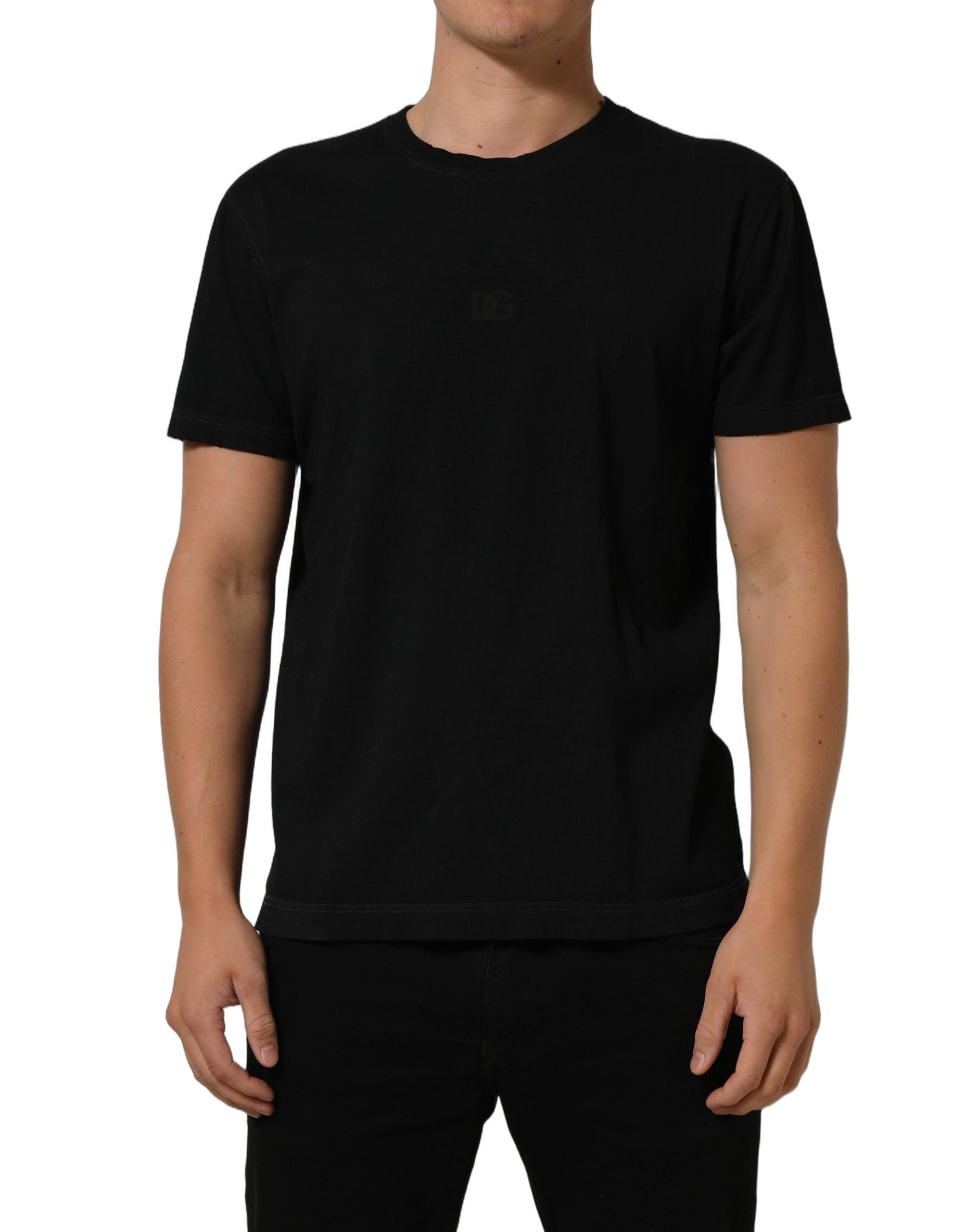 Dolce & Gabbana Black Cotton Short Sleeve Crew Neck T-shirt Dolce & Gabbana