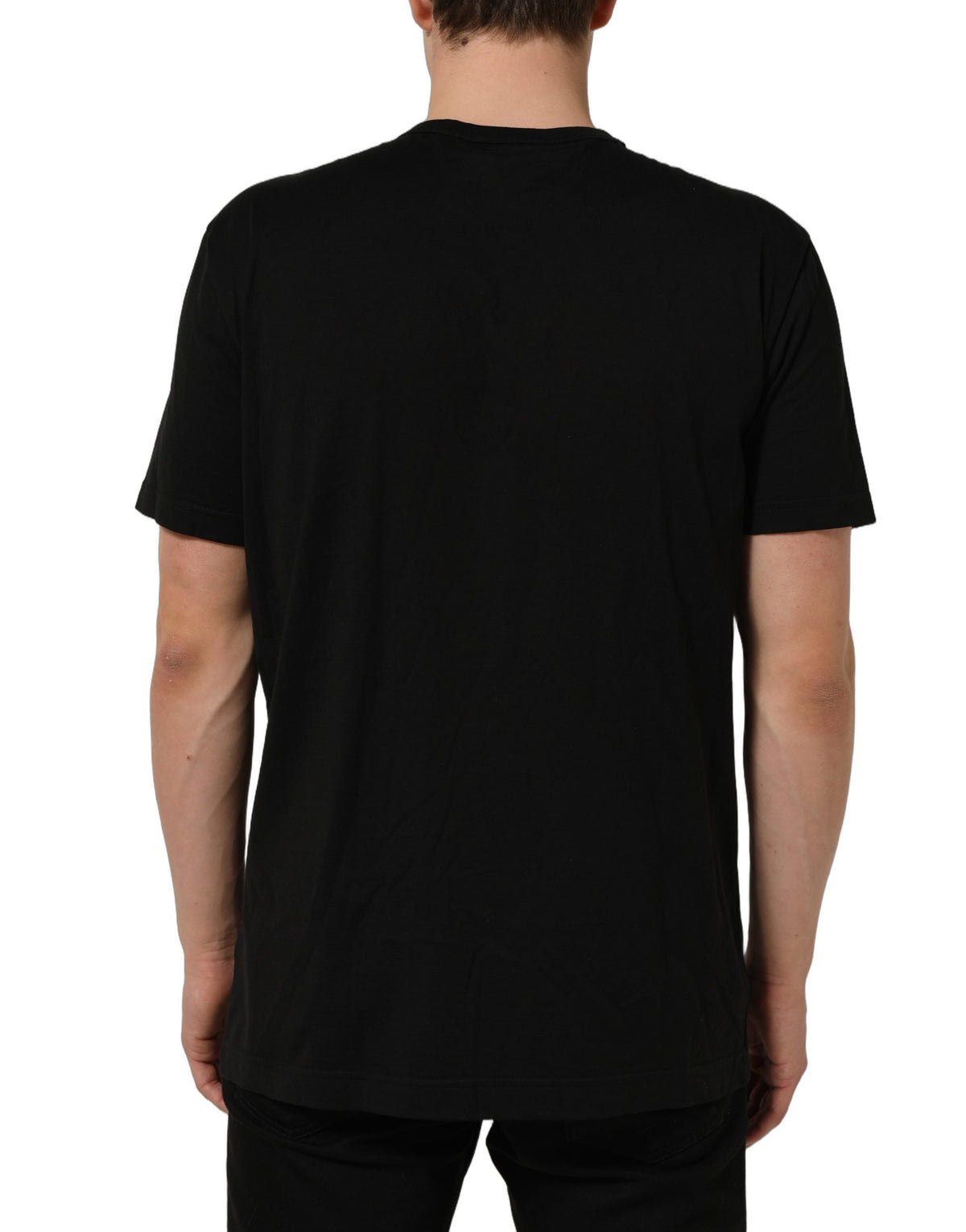 Dolce & Gabbana Black Dog Tag Short Sleeve CrewNeck T-shirt Dolce & Gabbana