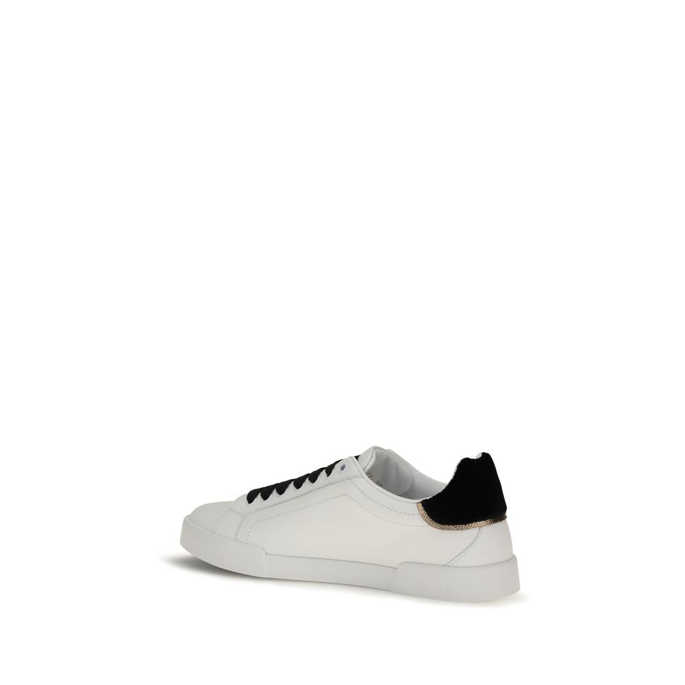 Dolce & Gabbana White Calf Leather Bos Taurus Low Top Sneakers Dolce & Gabbana