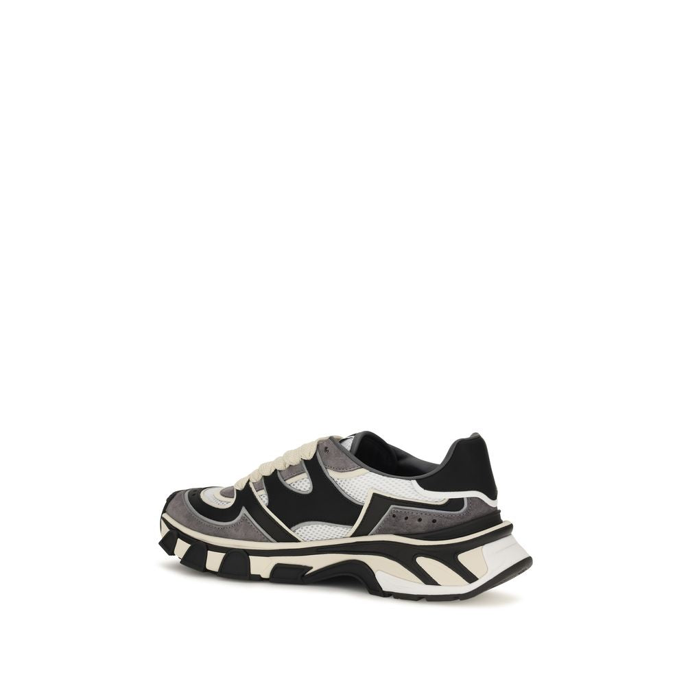 Dolce & Gabbana Gray Calf Leather Bos Taurus Chunky Sneakers Dolce & Gabbana