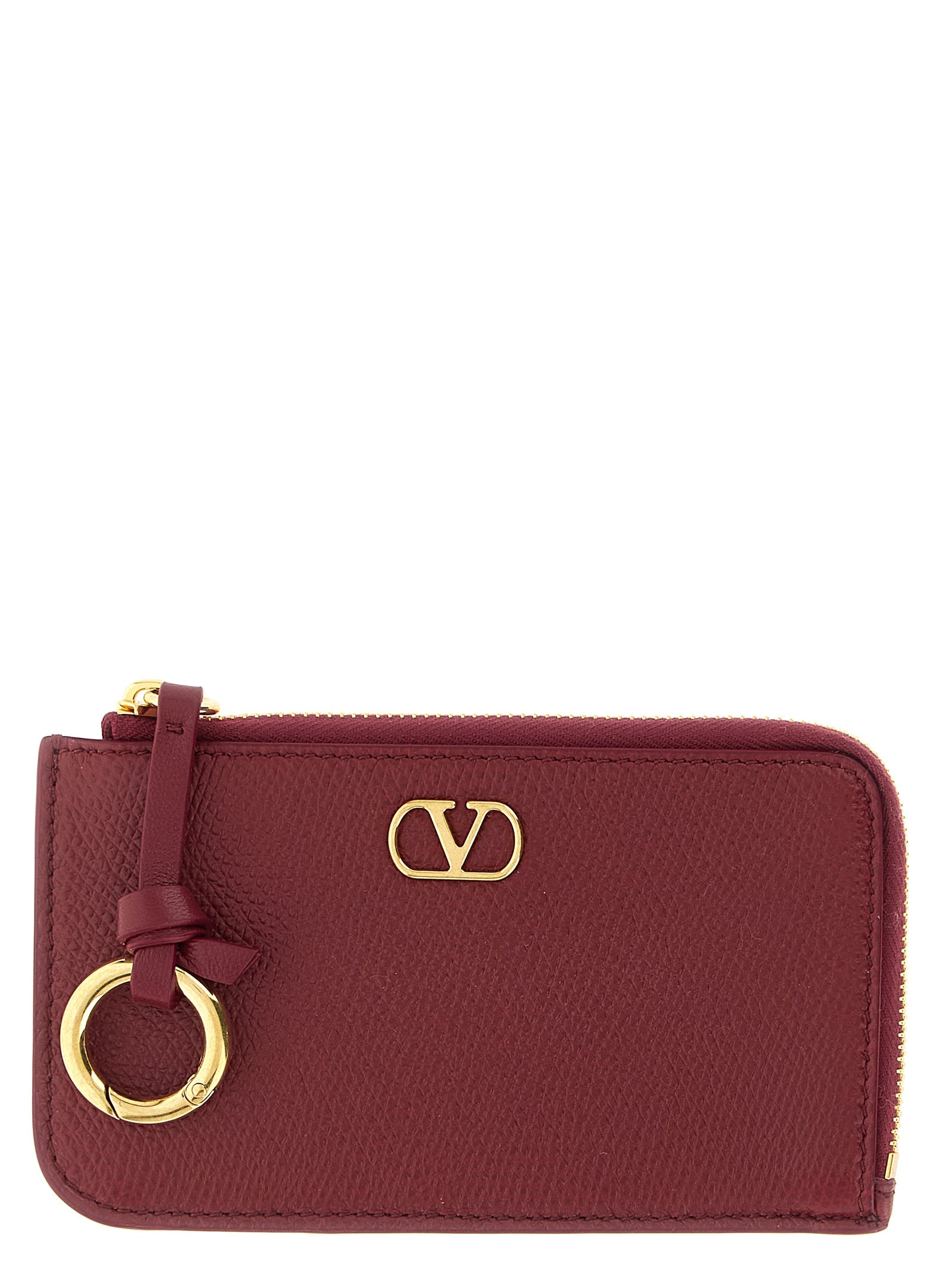 Valentino Garavani Bordeaux Lamb Leather Cardholder Valentino Garavani