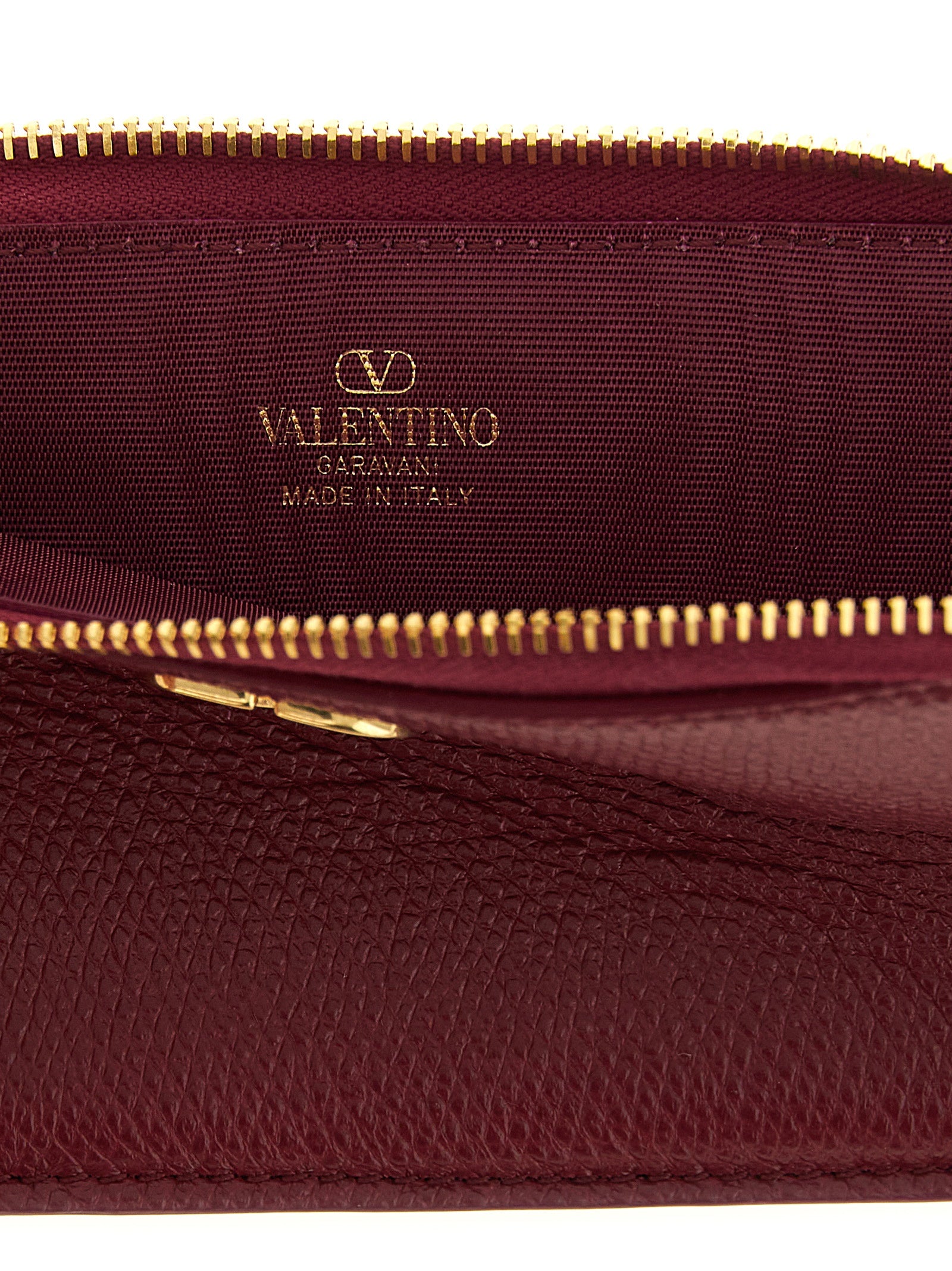 Valentino Garavani Bordeaux Lamb Leather Cardholder Valentino Garavani